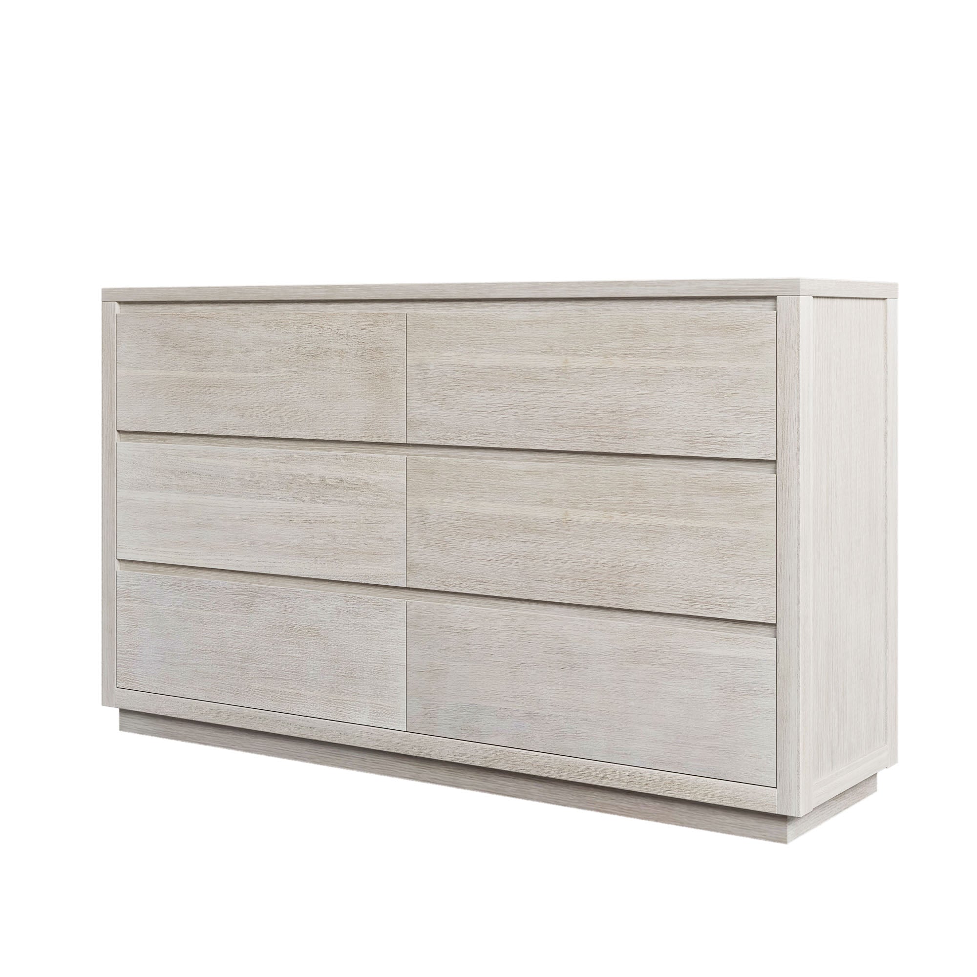 3 Pieces Modern Concise Style Bedroom Set Solid Wood Grain Platform Full Bed Frame + Nightstand +6-Drawer Dresser
