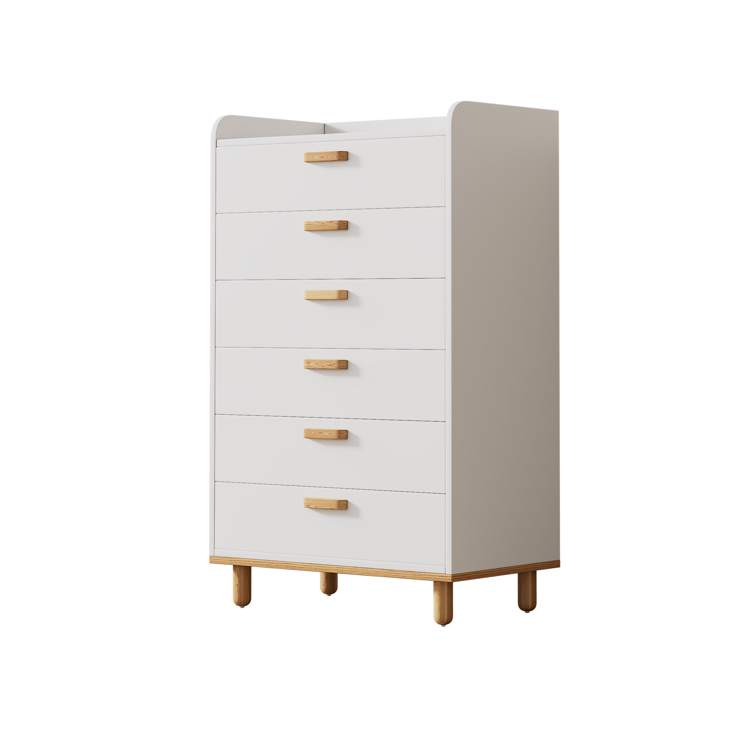 2 Pieces White Wood Bathroom Sets House Bed with Desk and 6-Drawer Chest