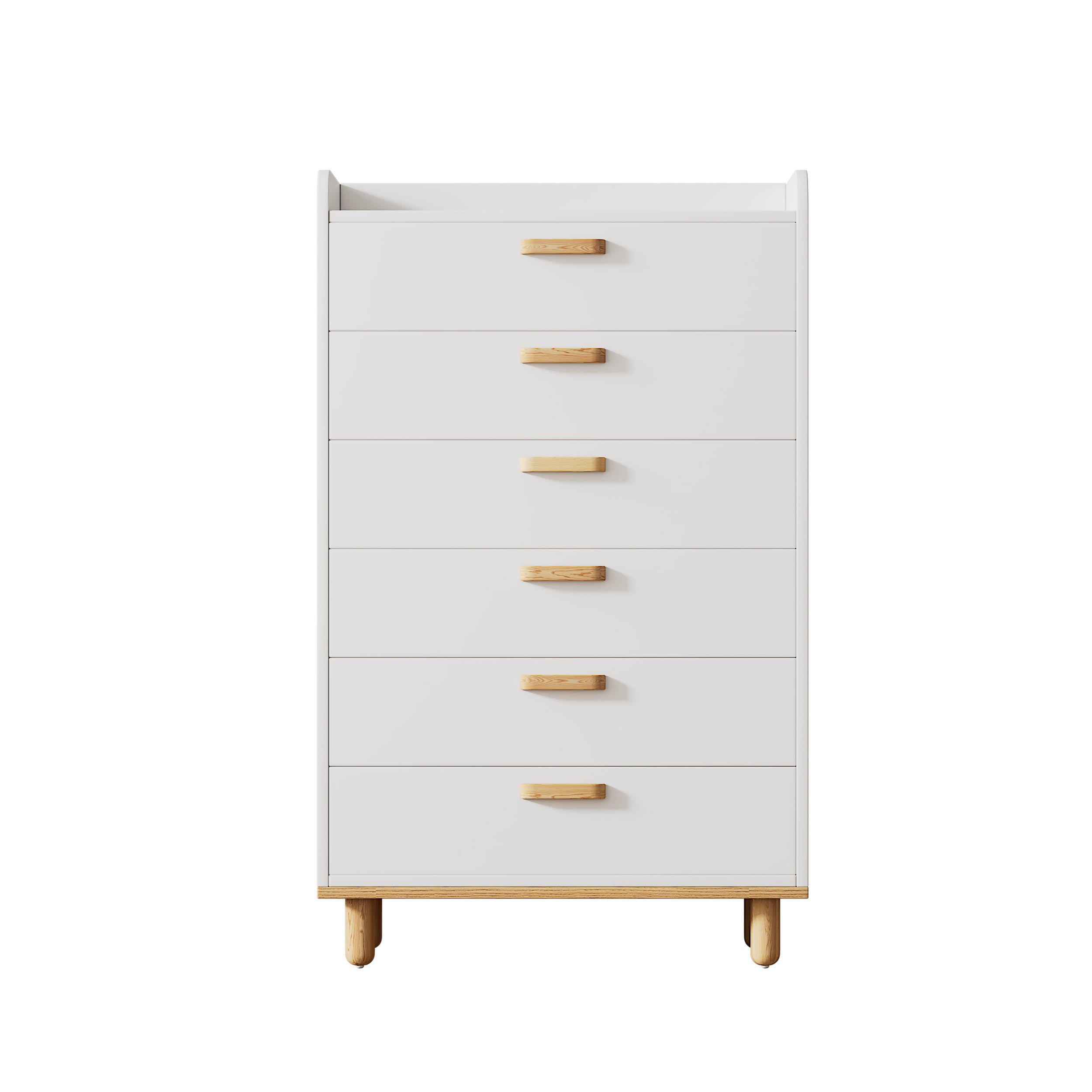 2 Pieces White Wood Bathroom Sets House Bed with Desk and 6-Drawer Chest