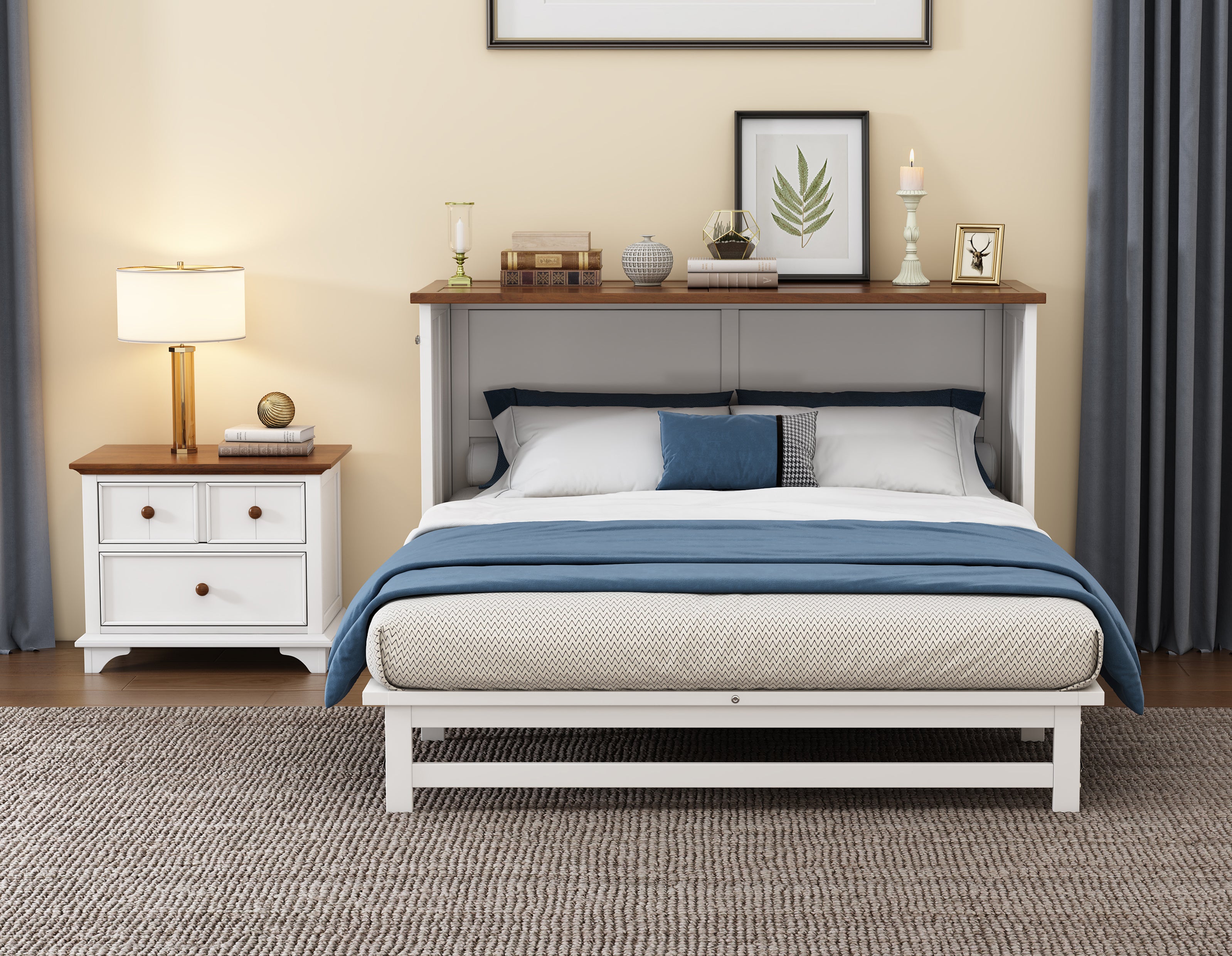 2 Pieces Wooden Frame Bedroom Set