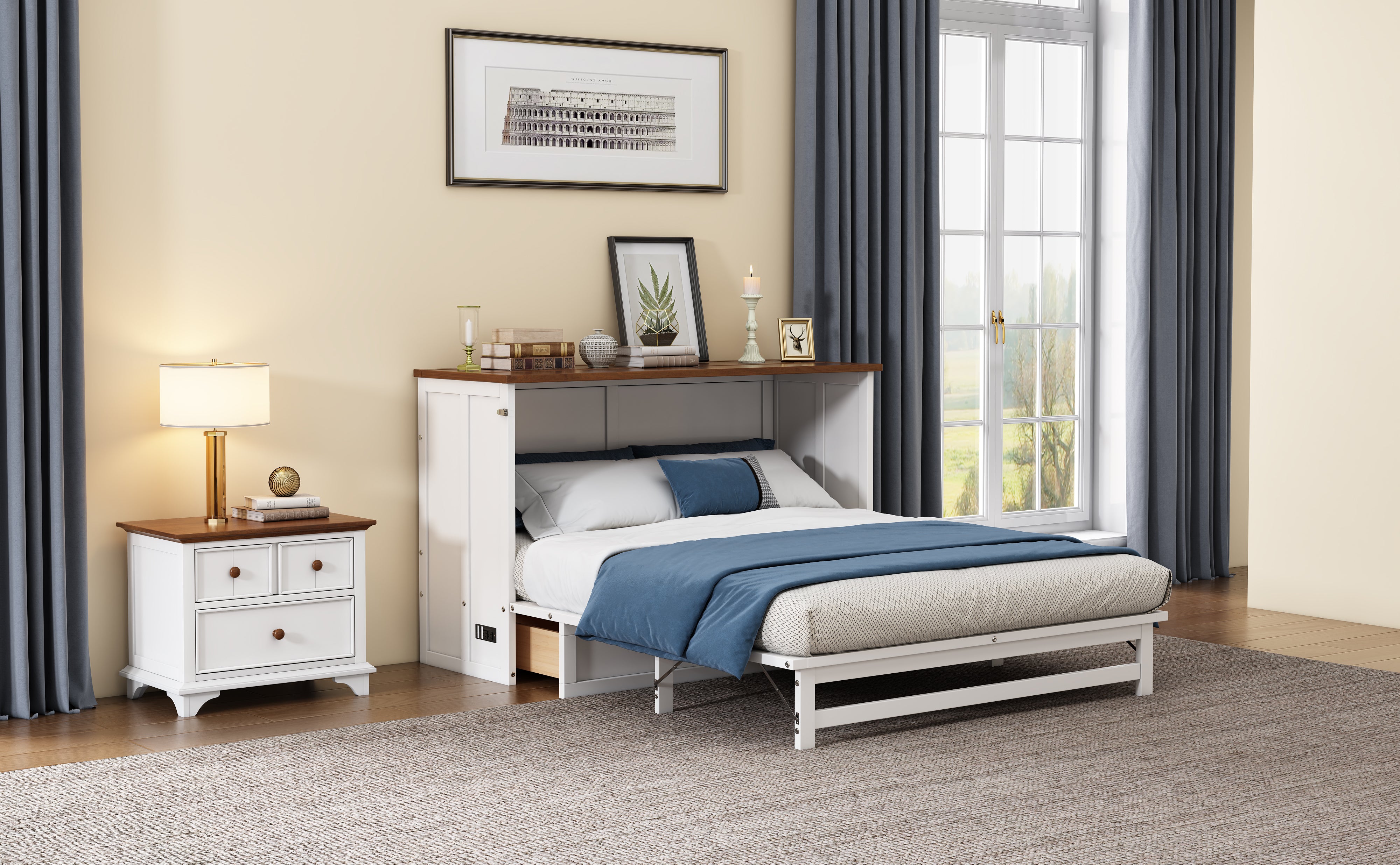 2 Pieces Wooden Frame Bedroom Set
