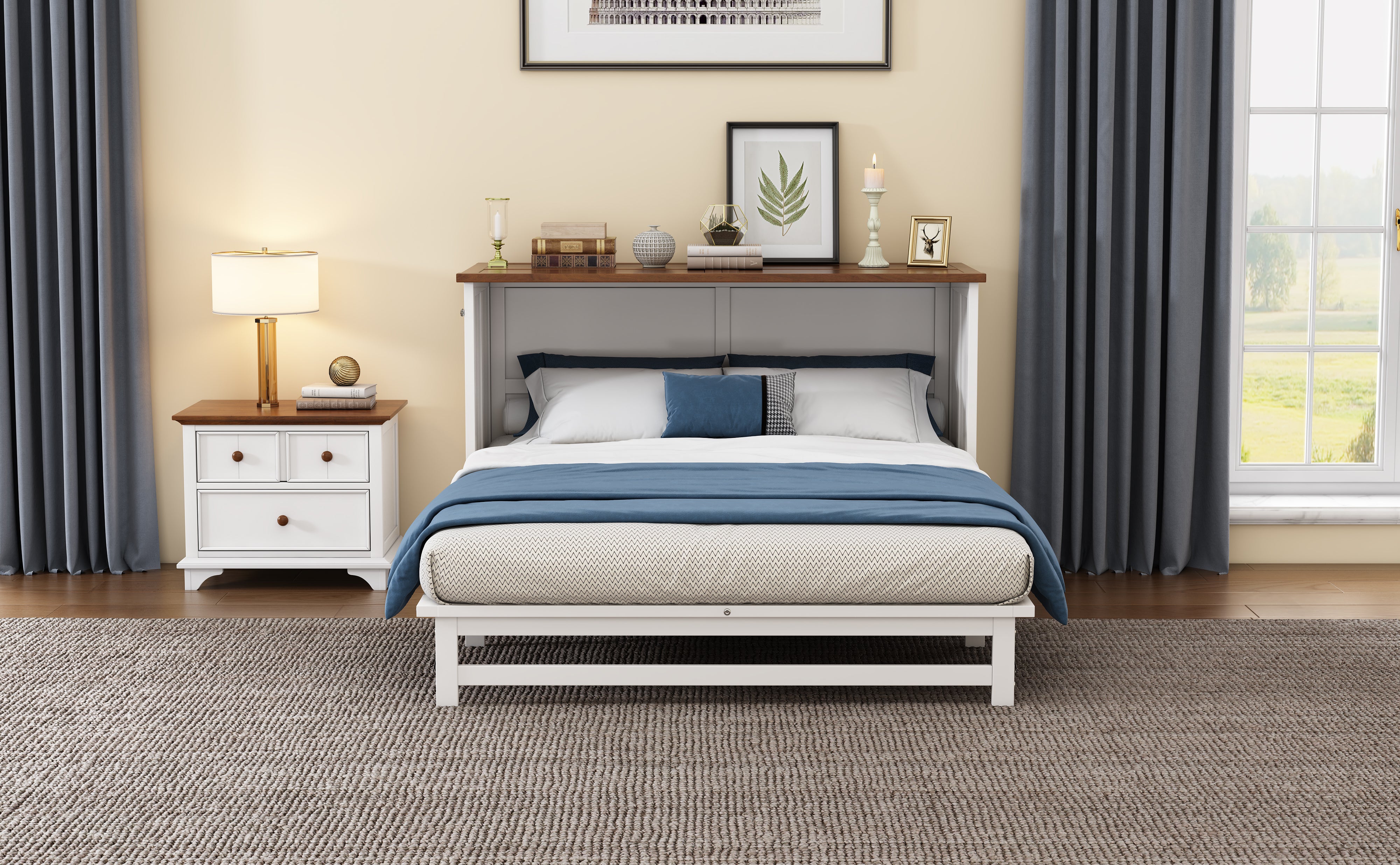 2 Pieces Wooden Frame Bedroom Set
