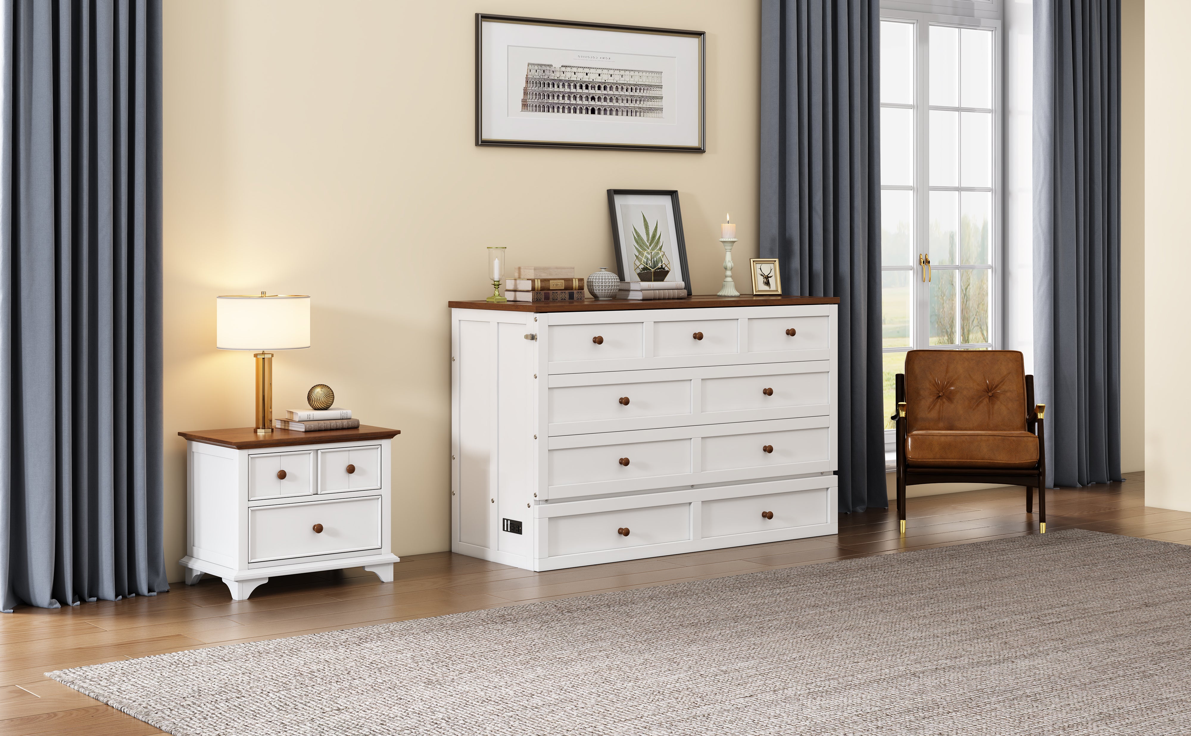2 Pieces Wooden Frame Bedroom Set