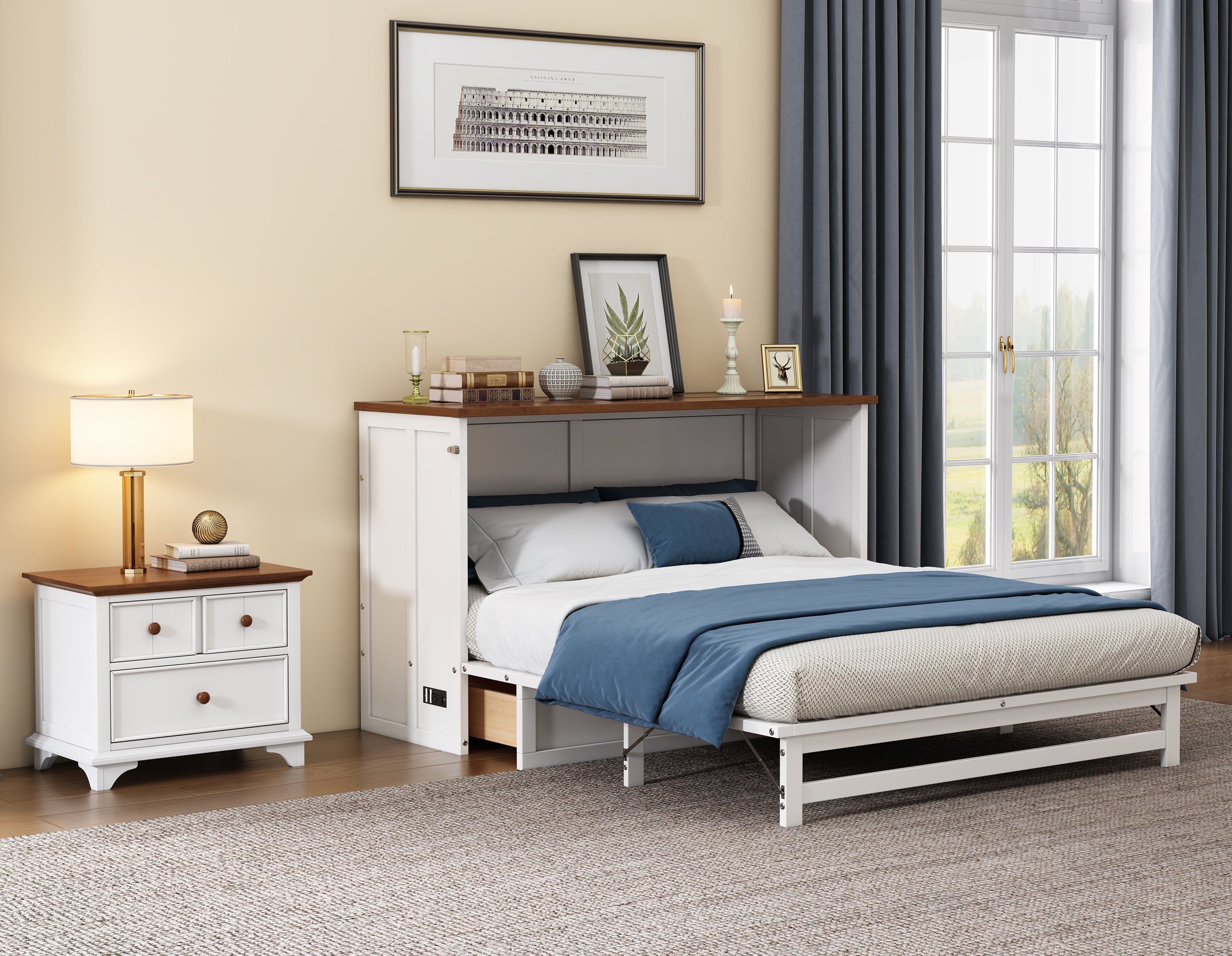 2 Pieces Wooden Frame Bedroom Set
