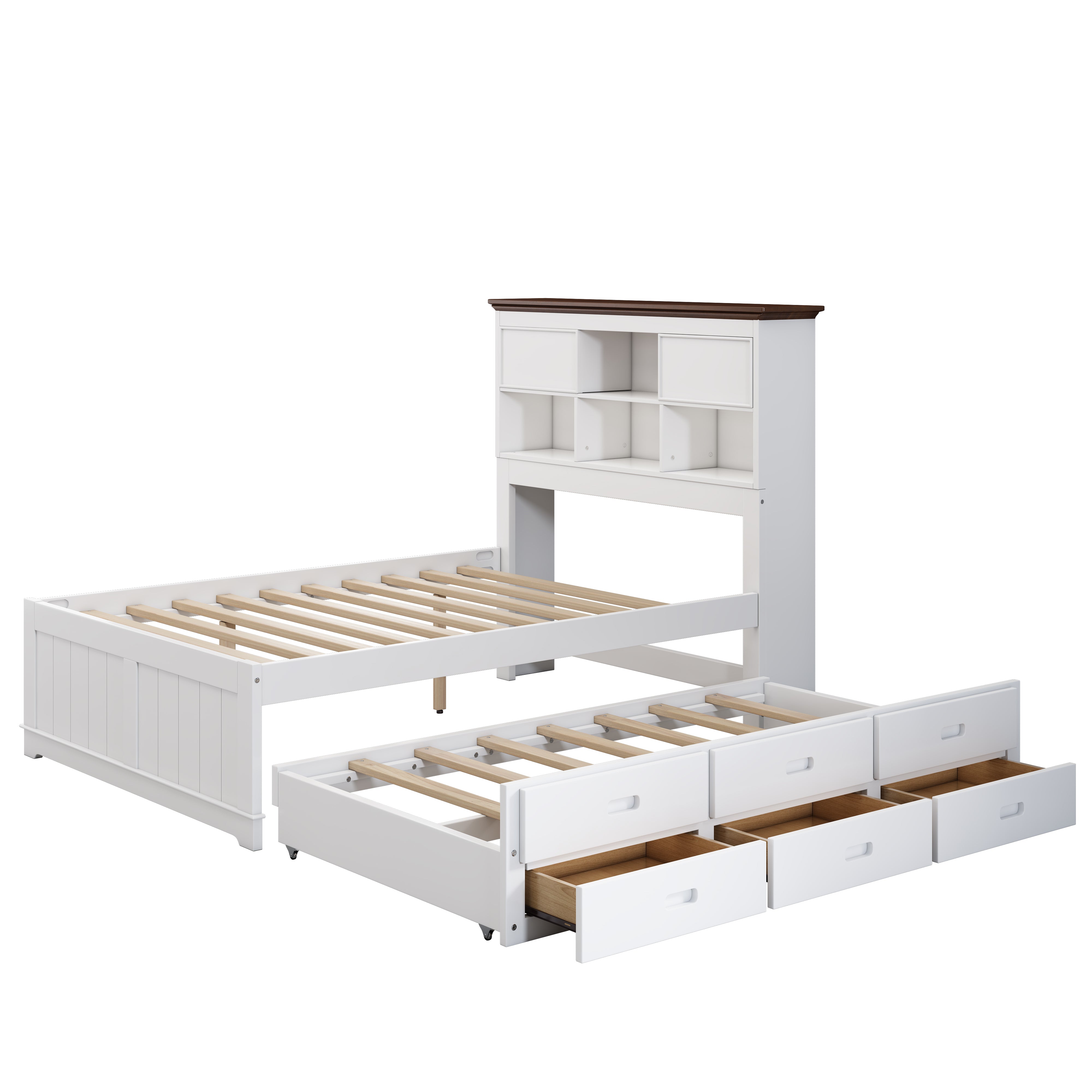 2 Pieces Wooden Captain Bedroom Set with Trundle and Nightstand