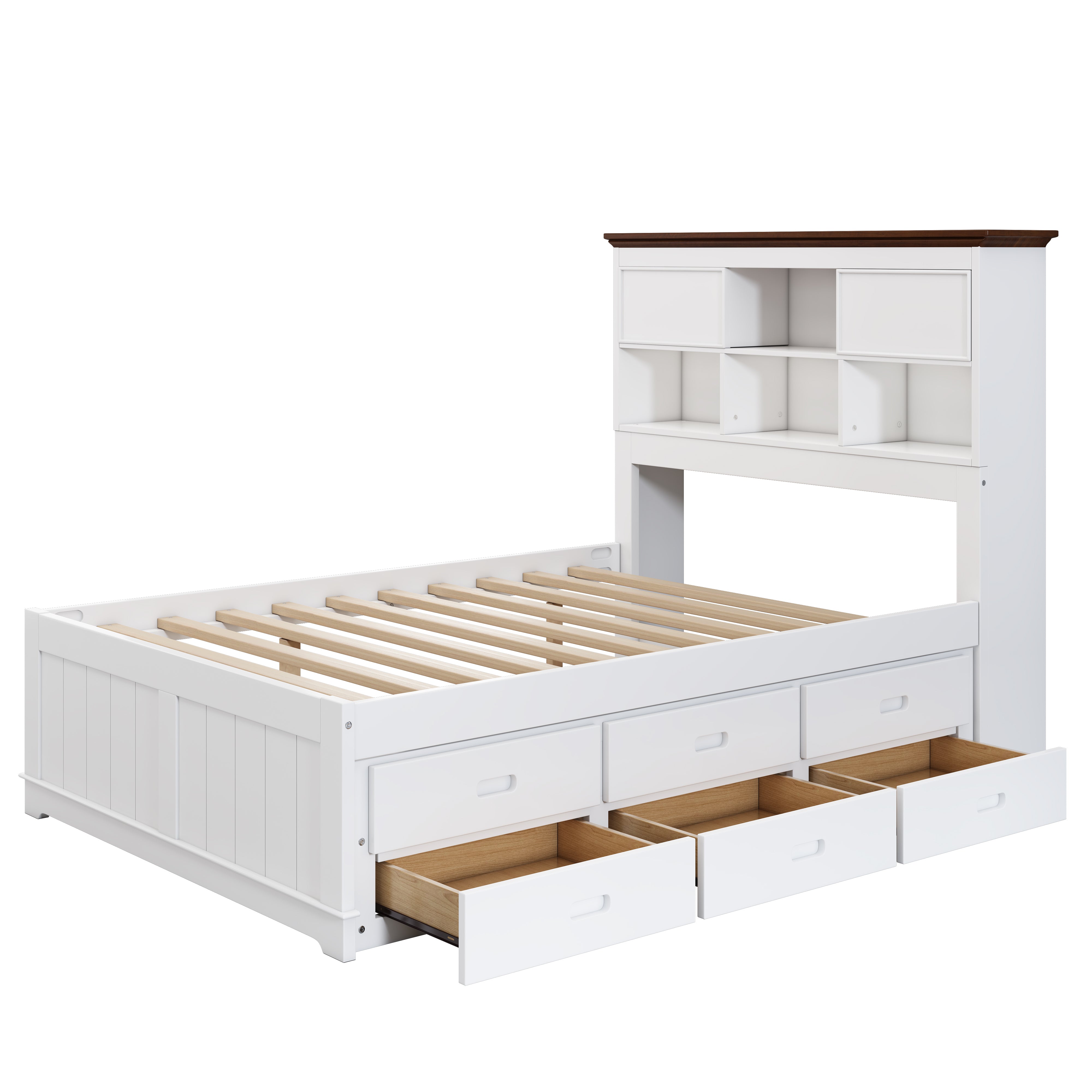 2 Pieces Wooden Captain Bedroom Set with Trundle and Nightstand