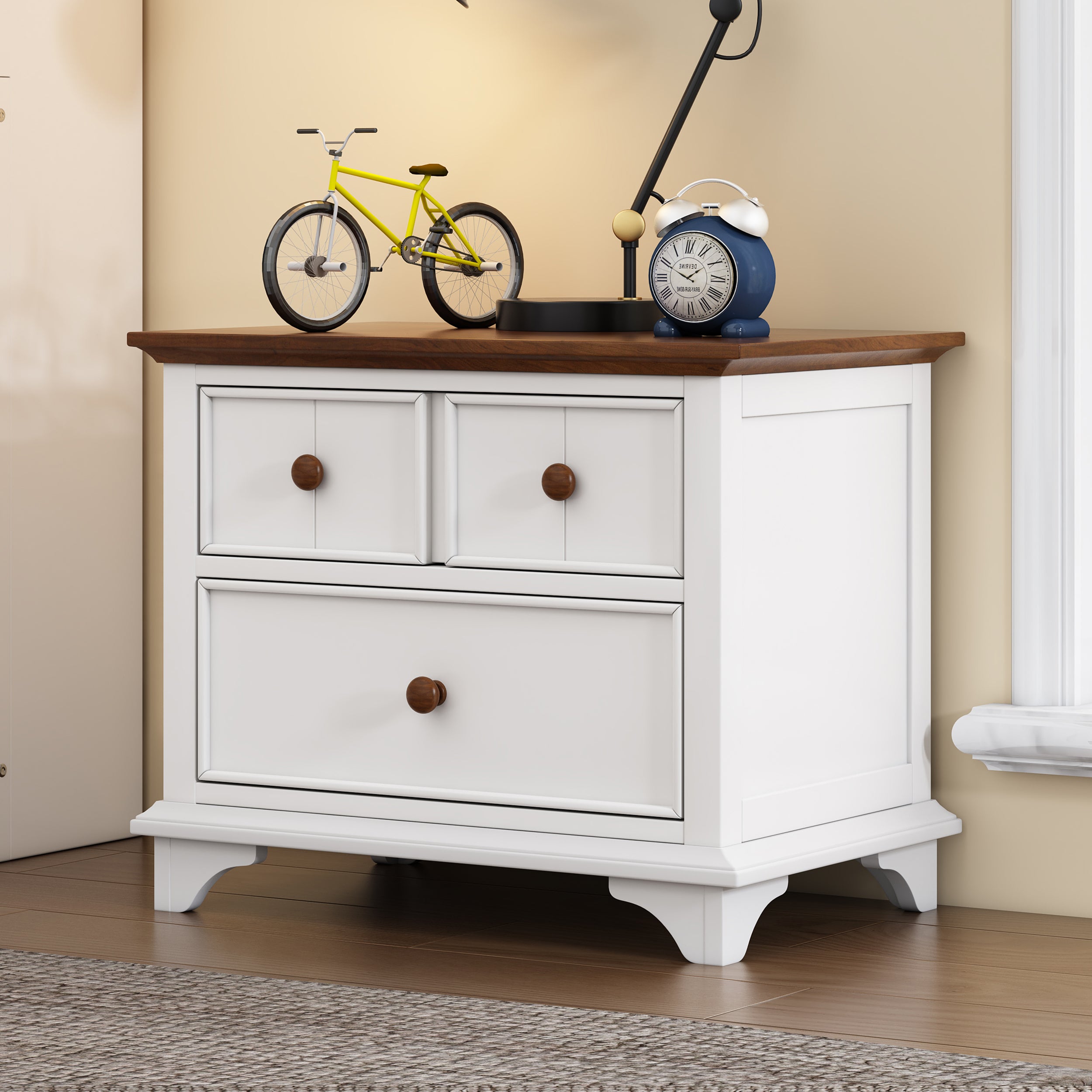 2 Pieces Wooden Captain Bedroom Set with Trundle and Nightstand