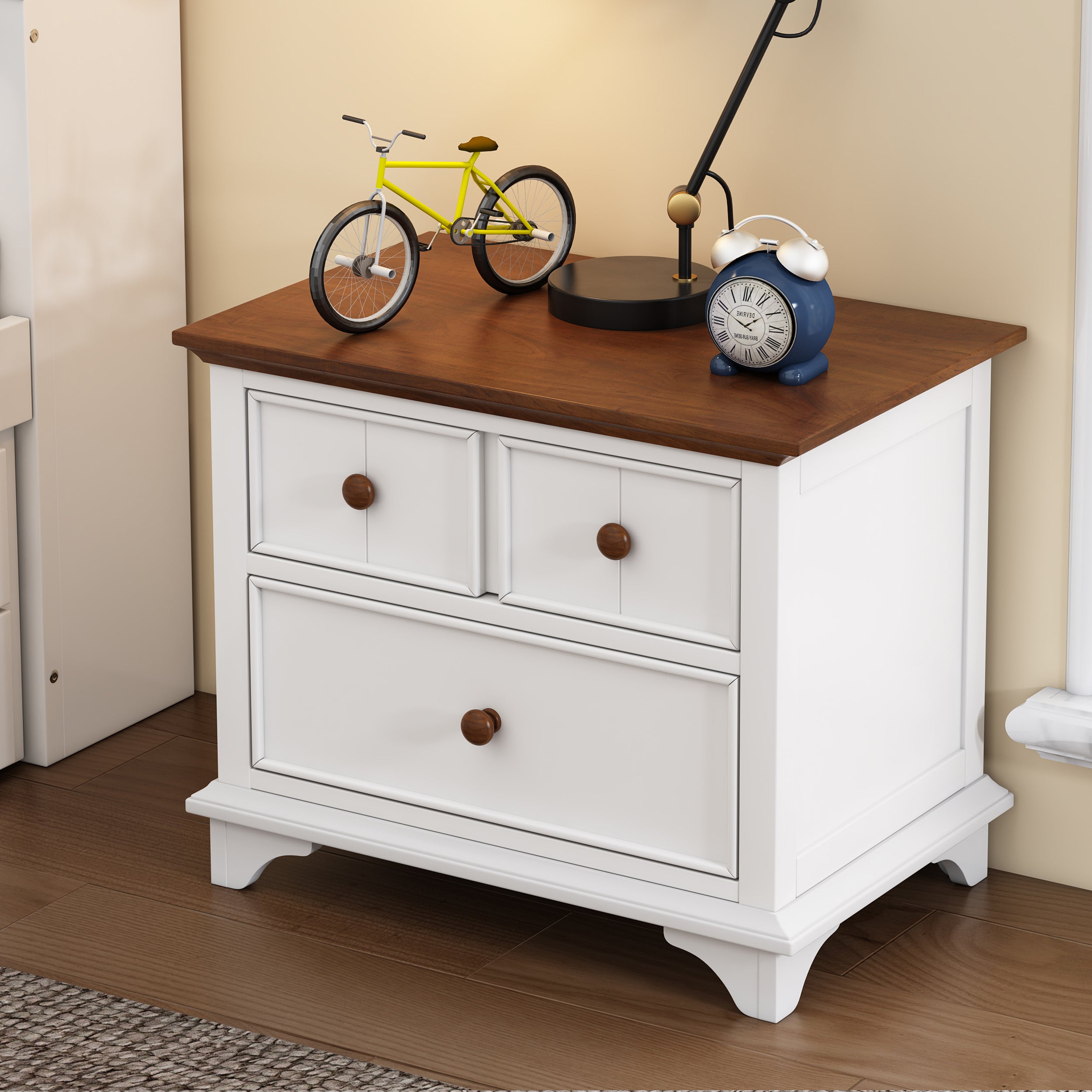 2 Pieces Wooden Captain Bedroom Set with Trundle and Nightstand