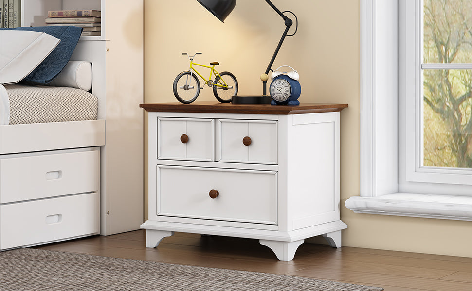 2 Pieces Wooden Captain Bedroom Set with Trundle and Nightstand