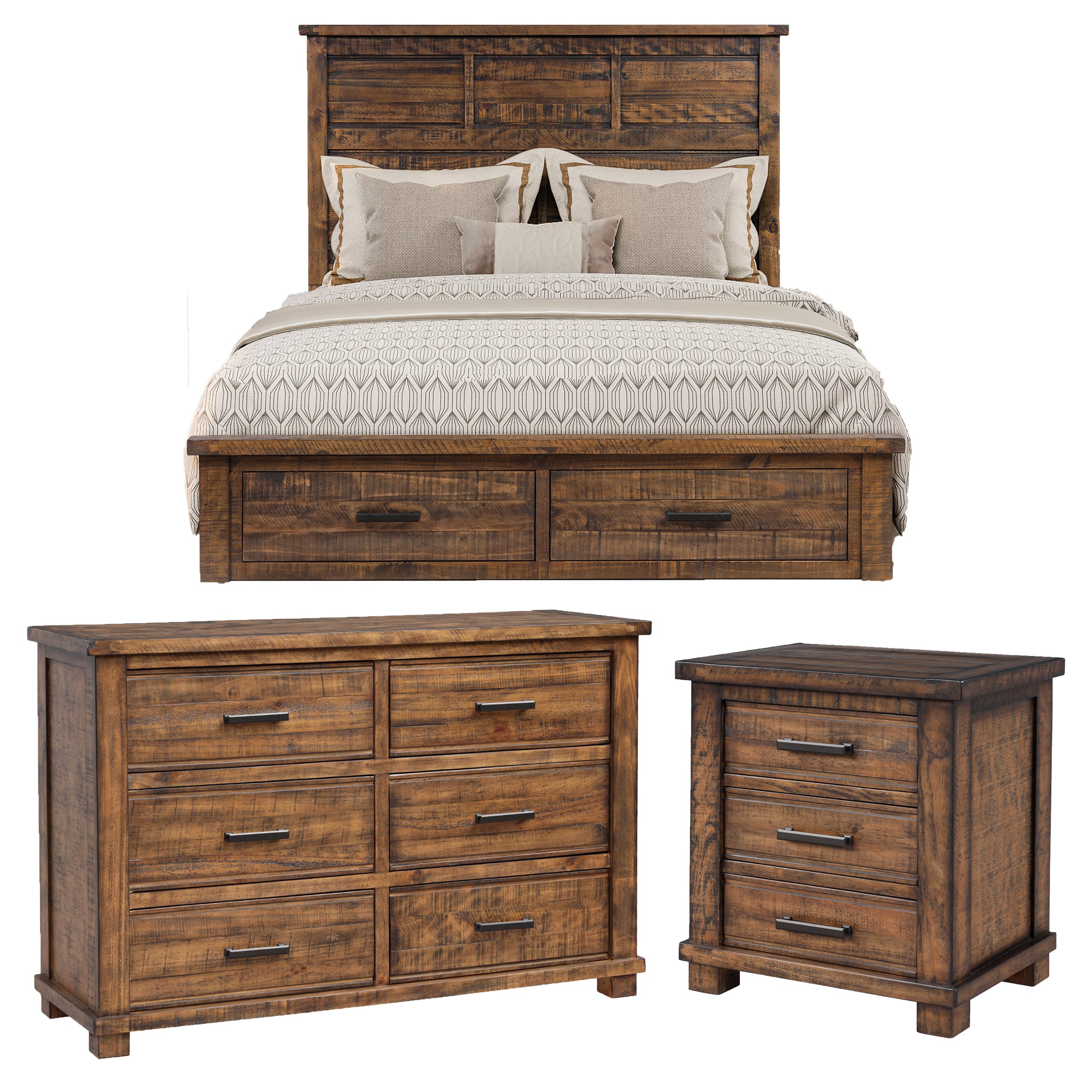 Queen Solid Wood Frame 6 Pieces Storage Bedroom Sets