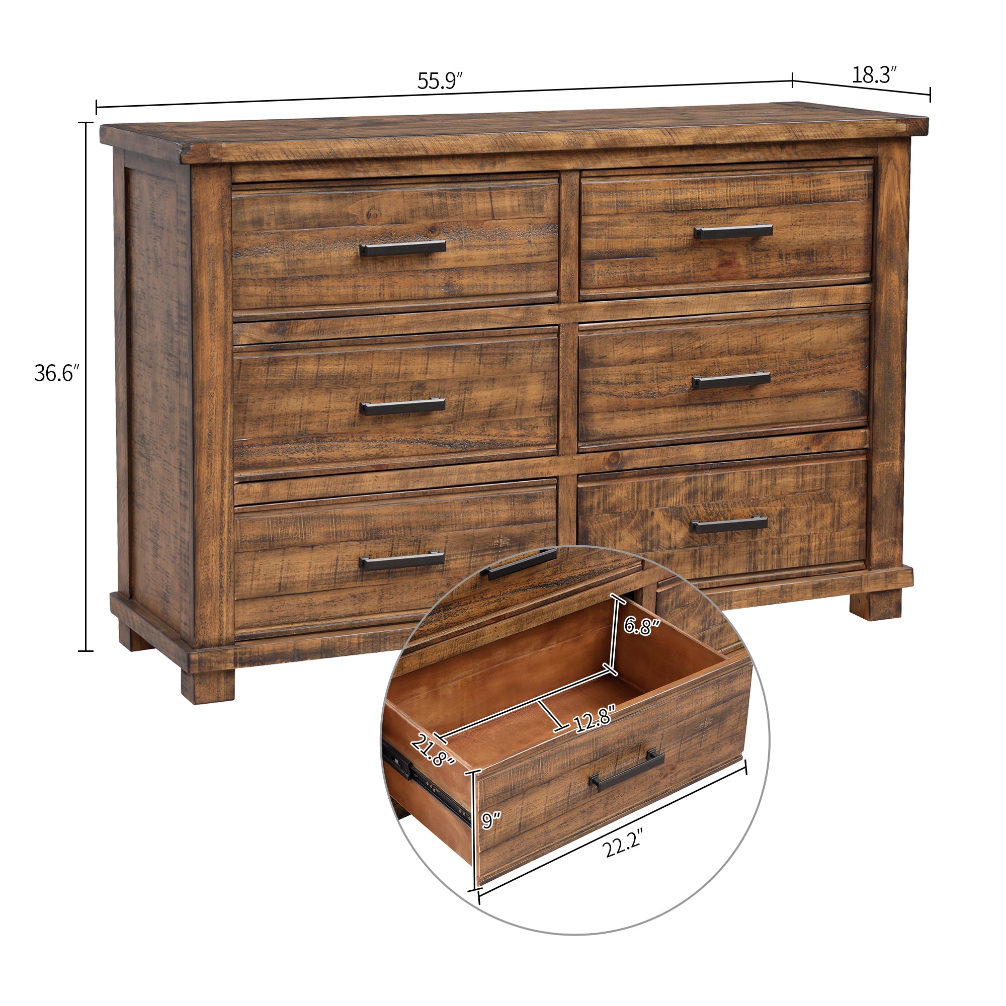 Queen Solid Wood Frame 6 Pieces Storage Bedroom Sets