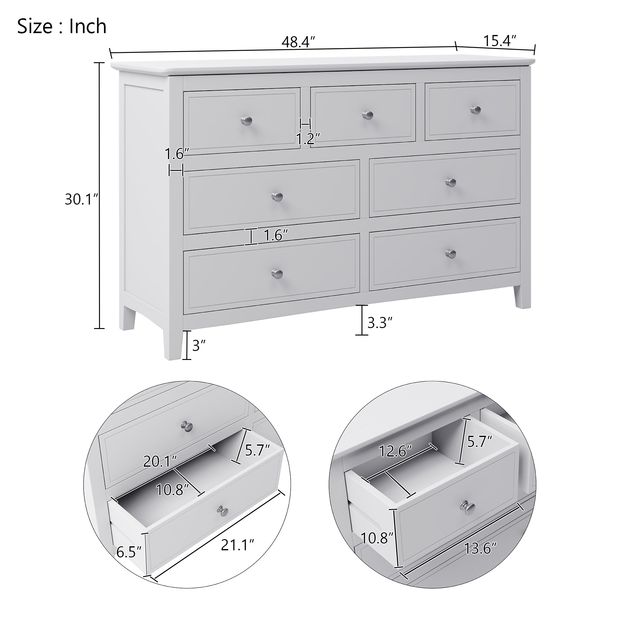 White Solid Wood 3 Pieces Full Bedroom Sets