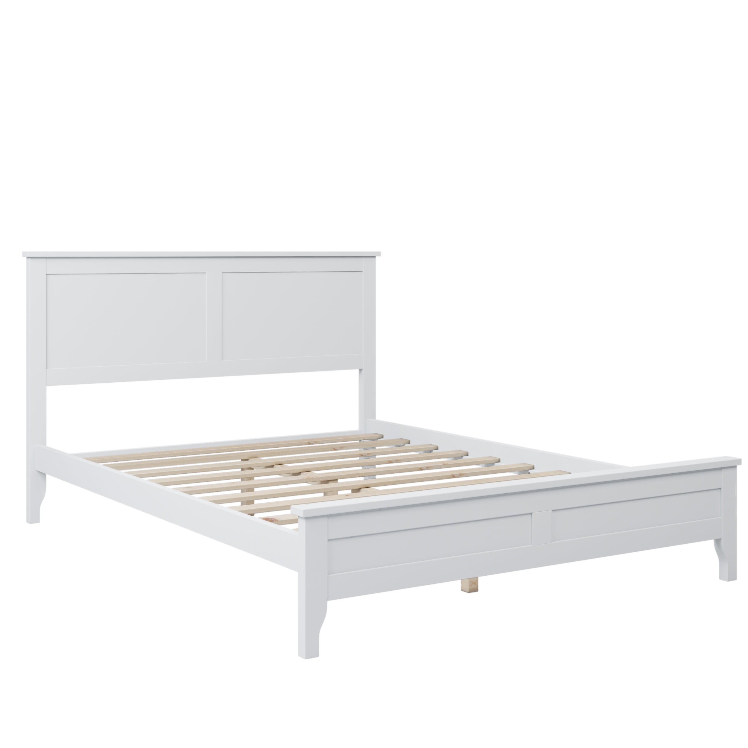 White Solid Wood 3 Pieces Full Bedroom Sets