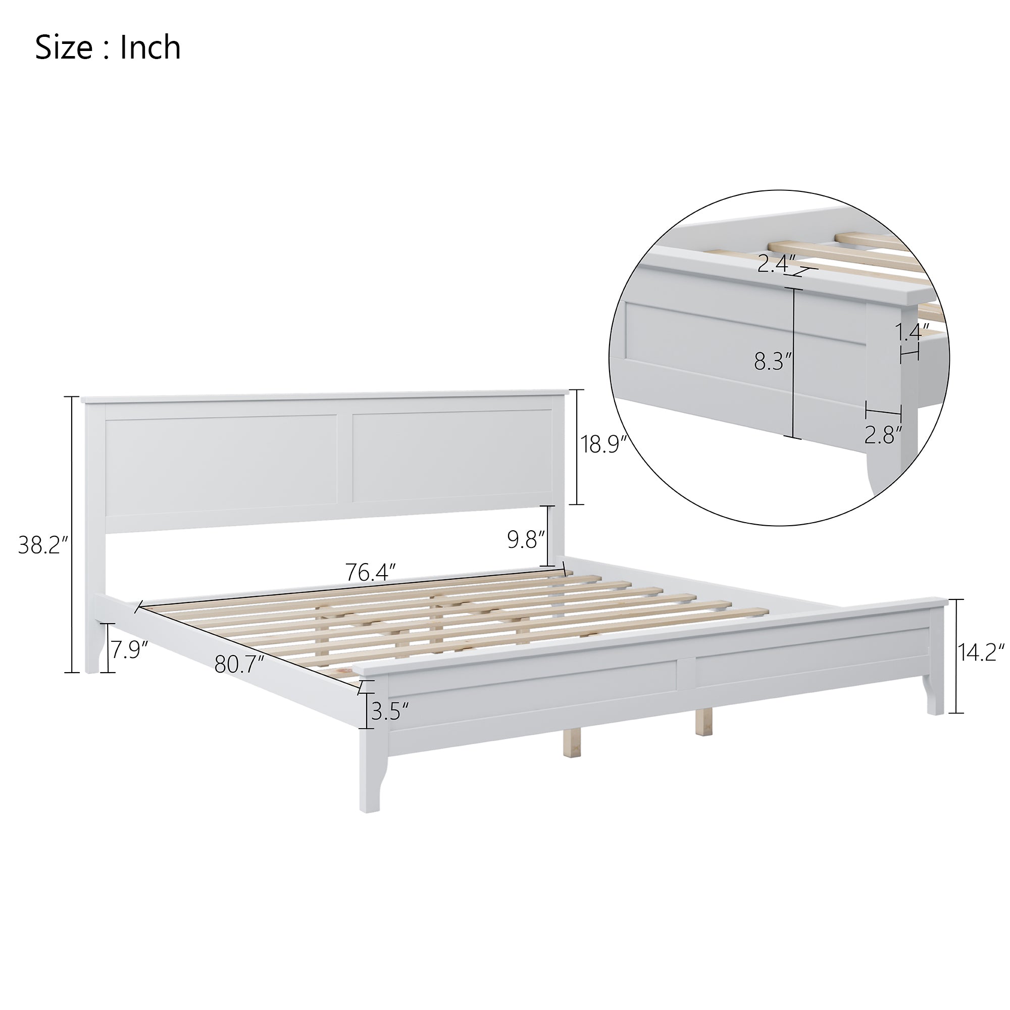 White Solid Wood 3 Pieces Full Bedroom Sets