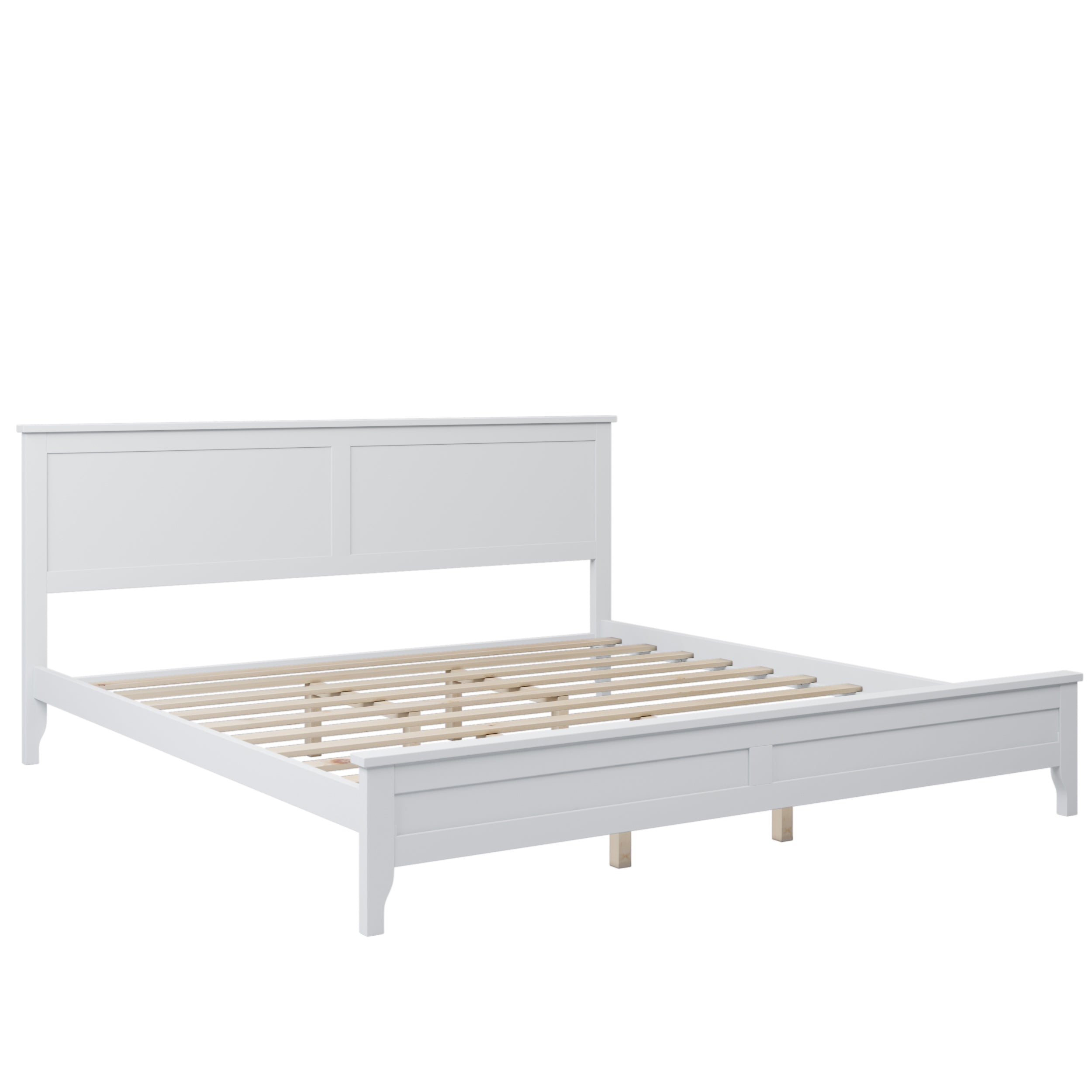 White Solid Wood 3 Pieces Full Bedroom Sets