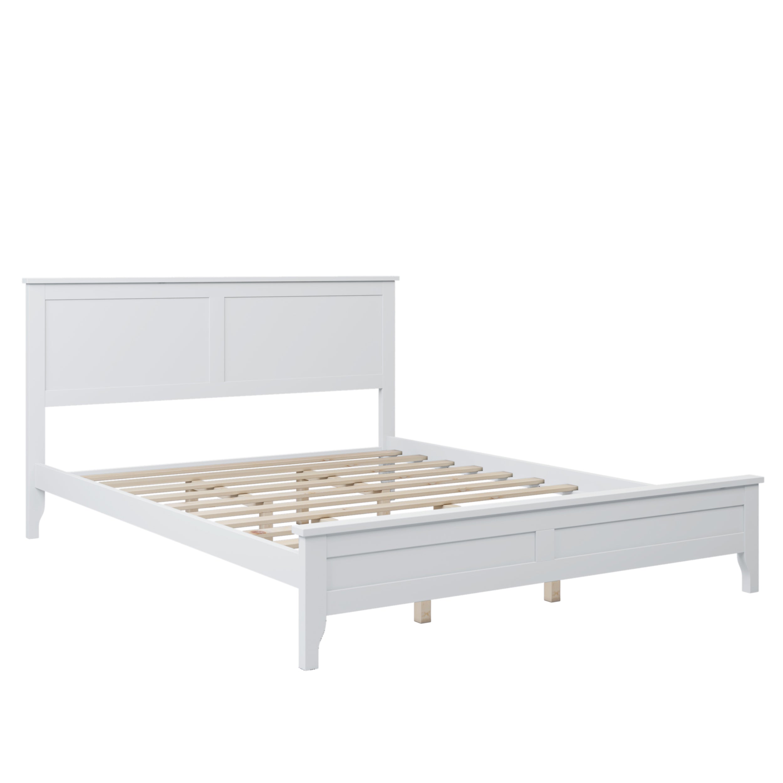 White Solid Wood 3 Pieces Full Bedroom Sets