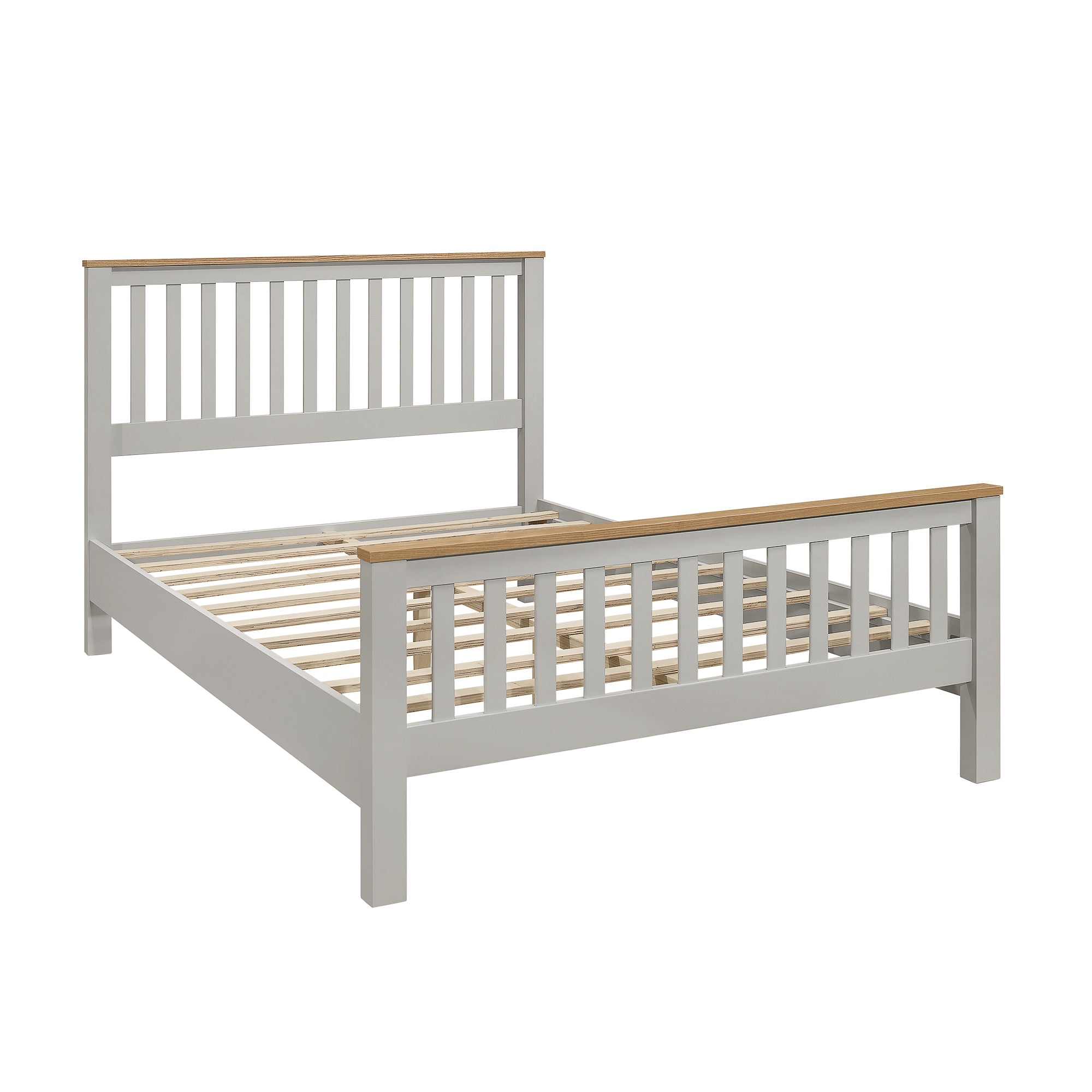 3 Pieces Country Gray with Oak Top Bedroom Sets, Full Bed, Nightstand and Dresser