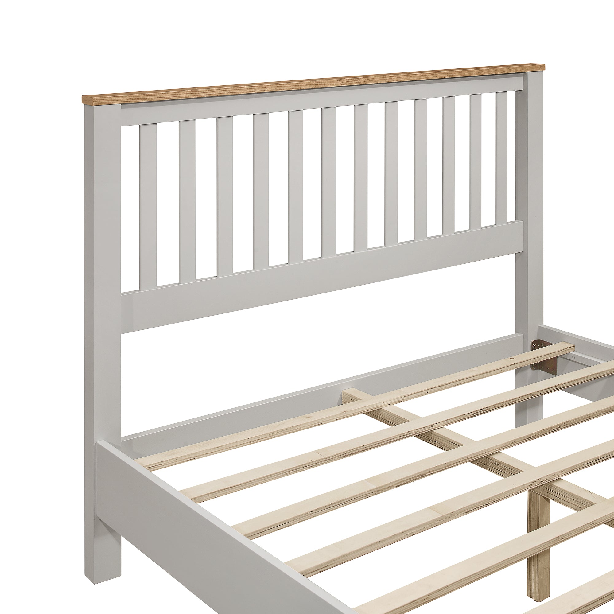 3 Pieces Country Gray with Oak Top Bedroom Sets, Full Bed, Nightstand and Dresser