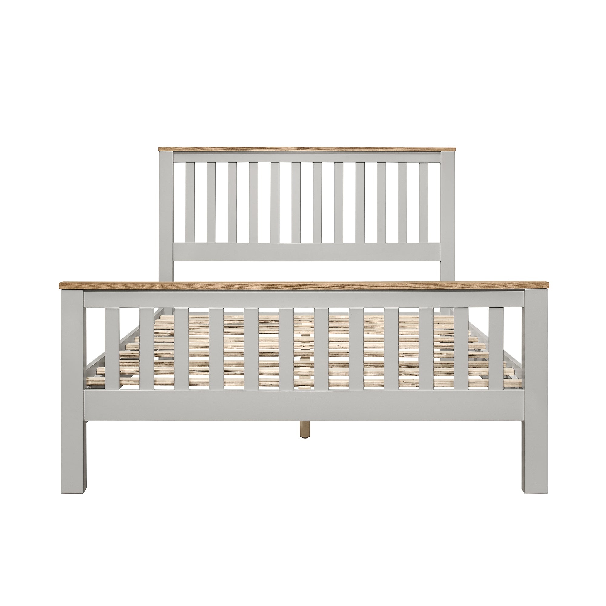 3 Pieces Country Gray with Oak Top Bedroom Sets, Full Bed, Nightstand and Dresser