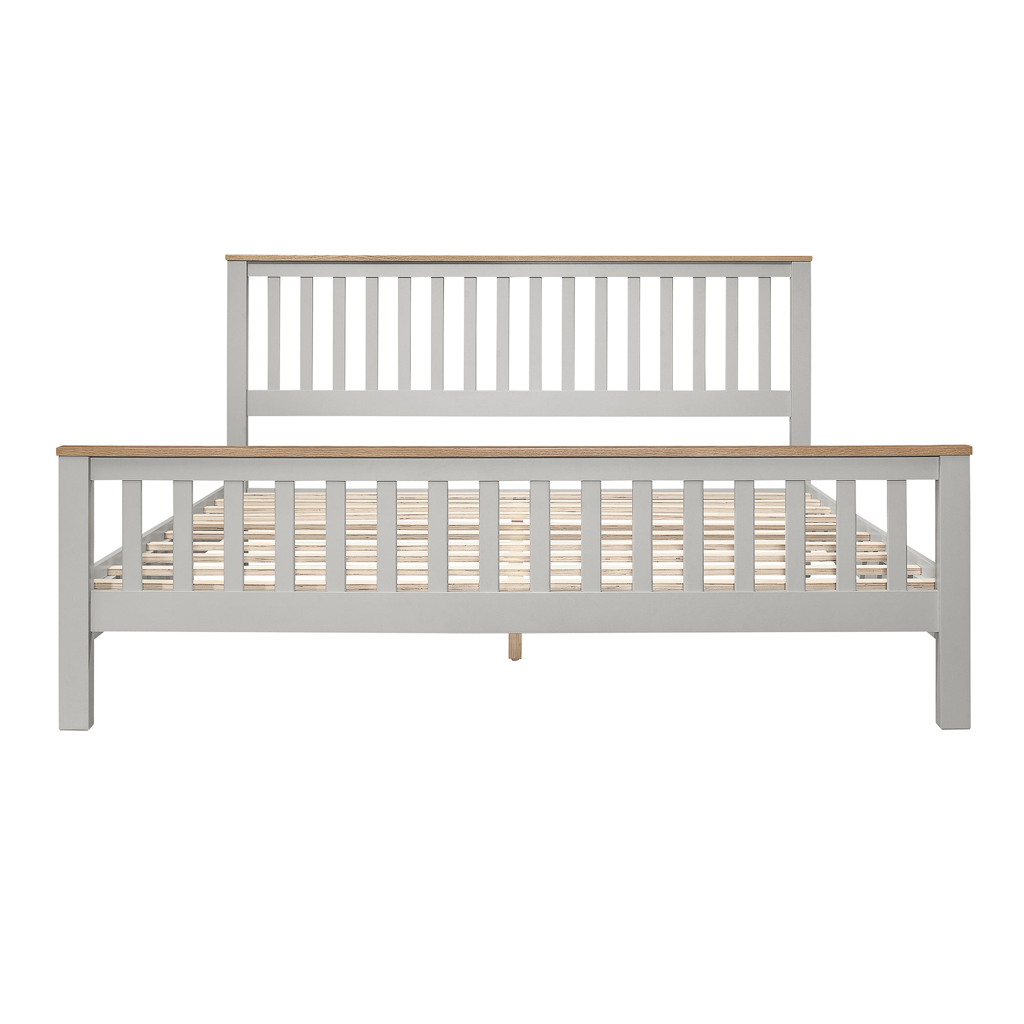 3 Pieces Country Gray with Oak Top Bedroom Sets, Full Bed, Nightstand and Dresser