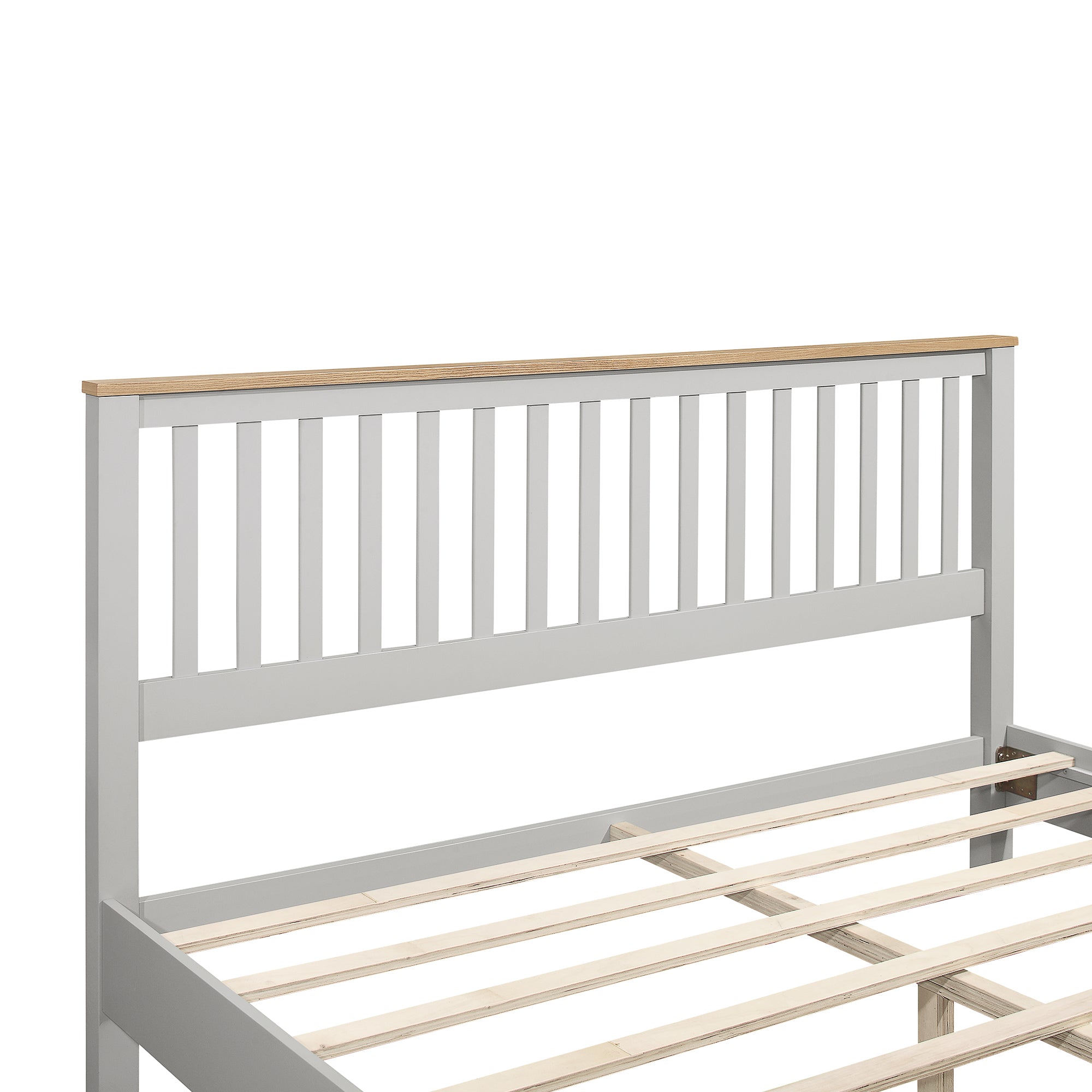 3 Pieces Country Gray with Oak Top Bedroom Sets, Full Bed, Nightstand and Dresser