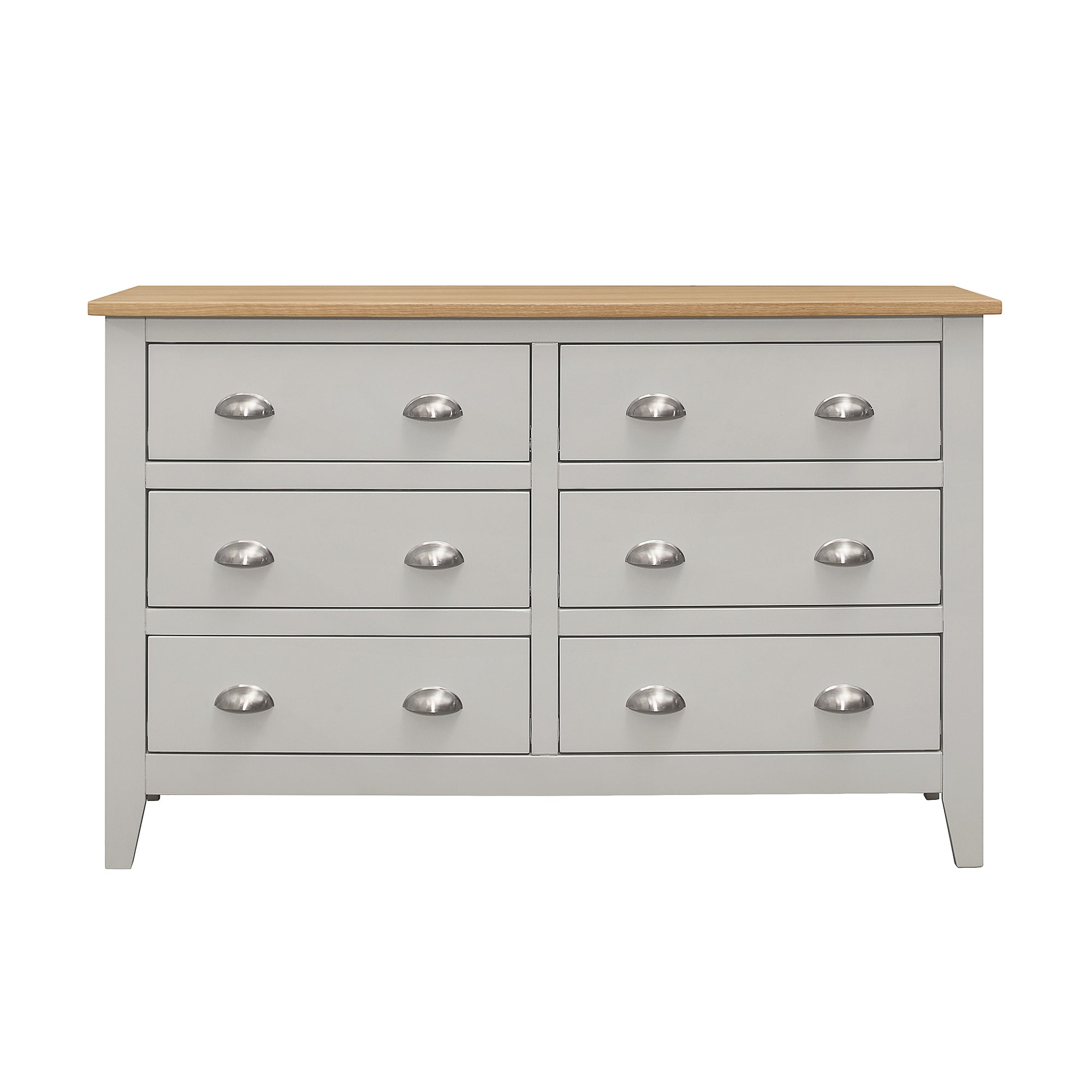 3 Pieces Country Gray with Oak Top Bedroom Sets, Full Bed, Nightstand and Dresser