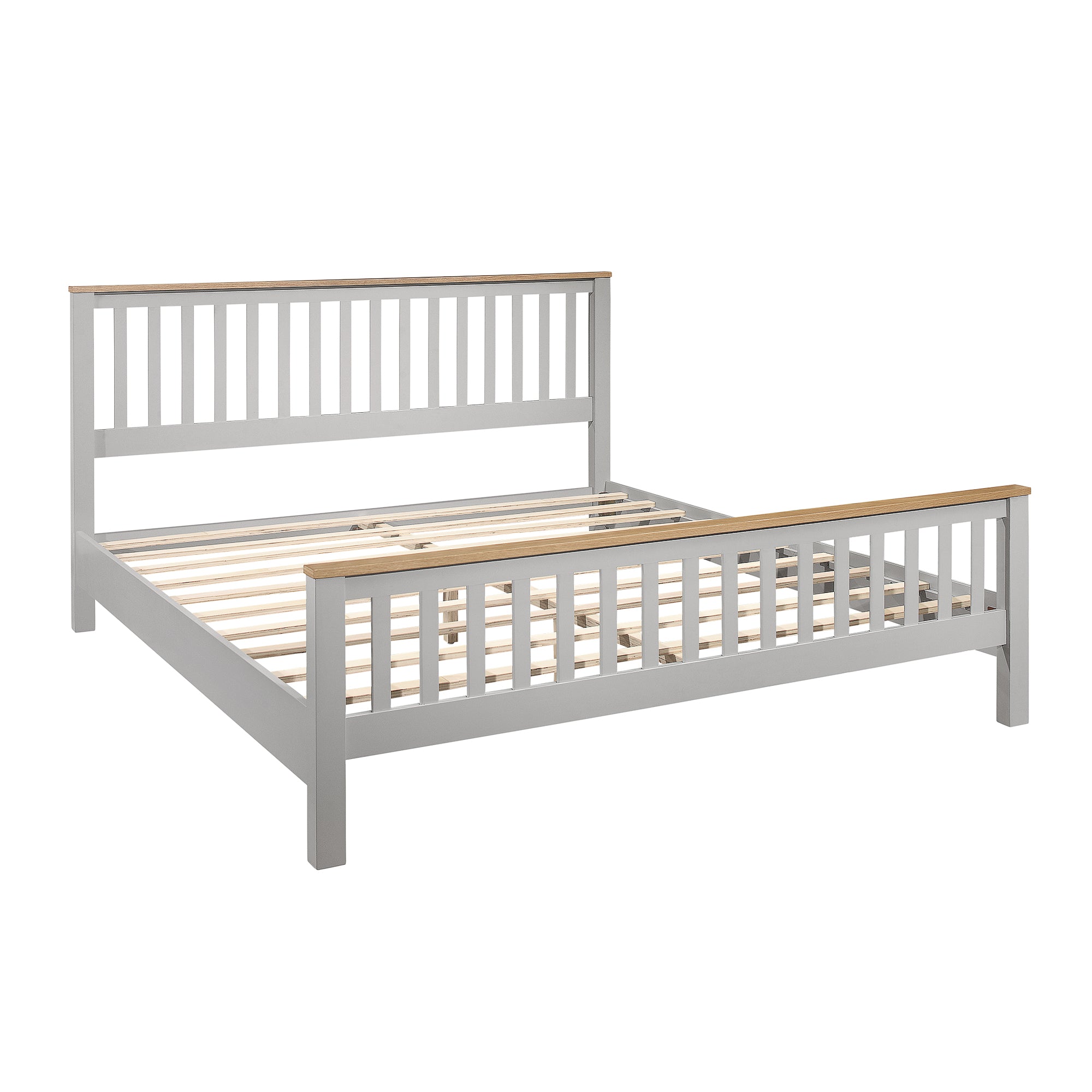 3 Pieces Country Gray with Oak Top Bedroom Sets, Full Bed, Nightstand and Dresser