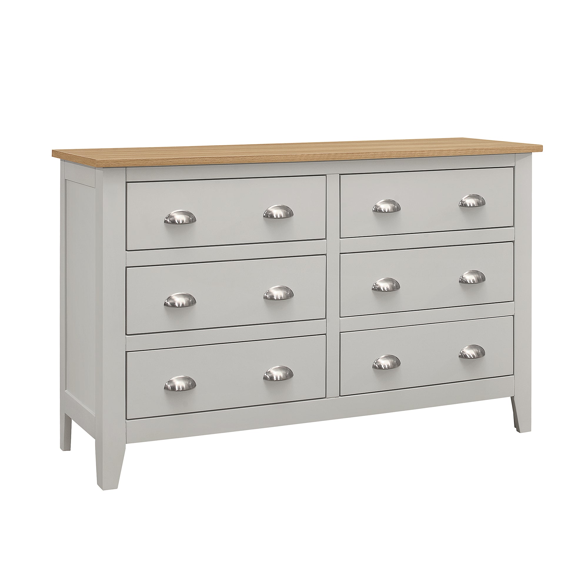 3 Pieces Country Gray with Oak Top Bedroom Sets, Full Bed, Nightstand and Dresser