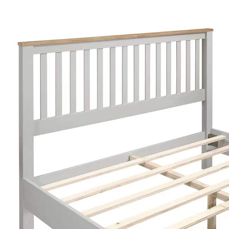 3 Pieces Country Gray with Oak Top Bedroom Sets, Full Bed, Nightstand and Dresser