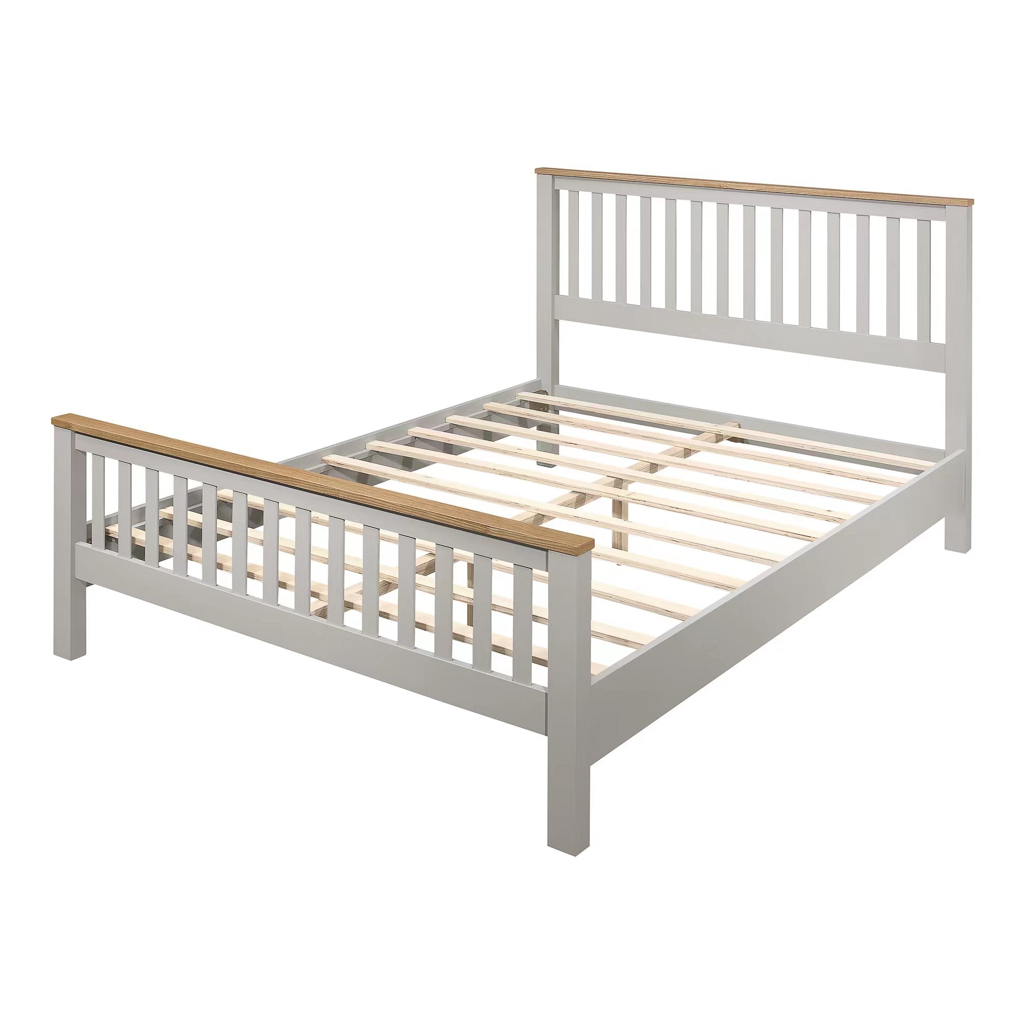 3 Pieces Country Gray with Oak Top Bedroom Sets, Full Bed, Nightstand and Dresser