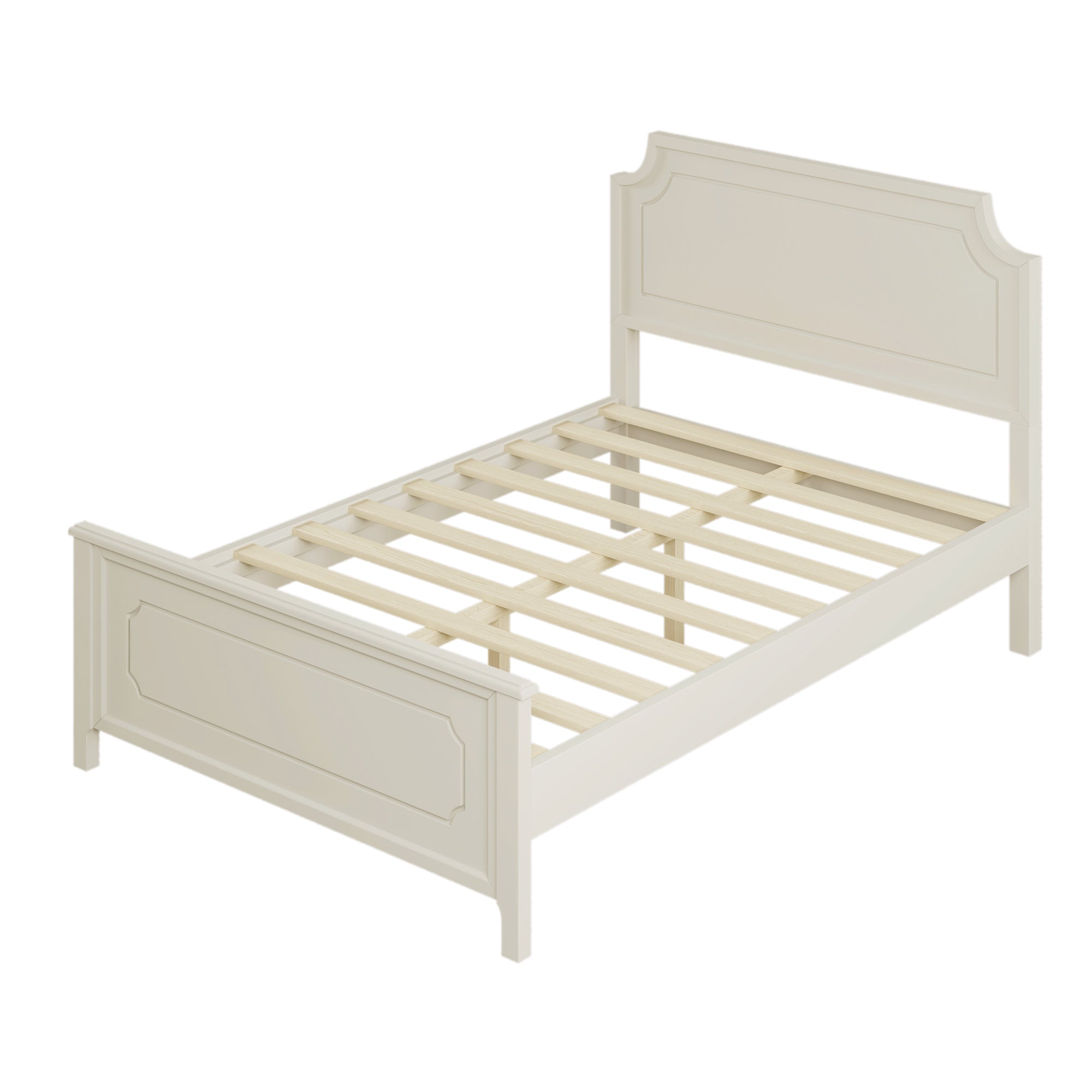 Solid Wood Frame Platform Bed with Nightstand and Dresser