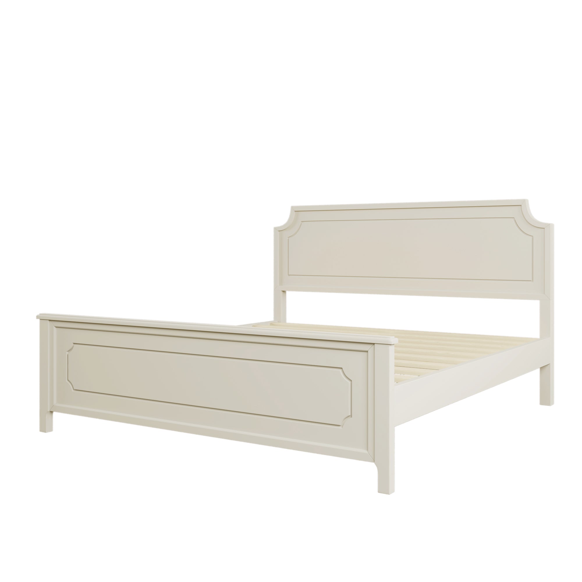 Solid Wood Frame Platform Bed with Nightstand and Dresser