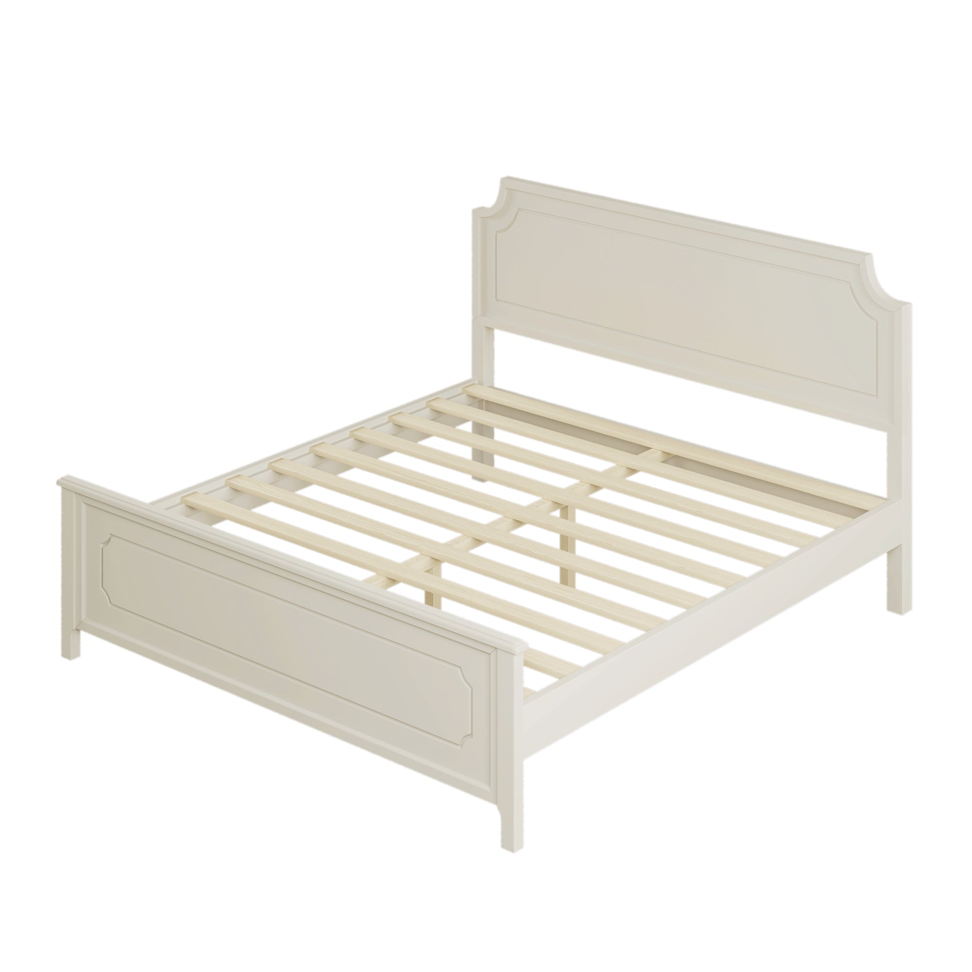 Solid Wood Frame Platform Bed with Nightstand and Dresser