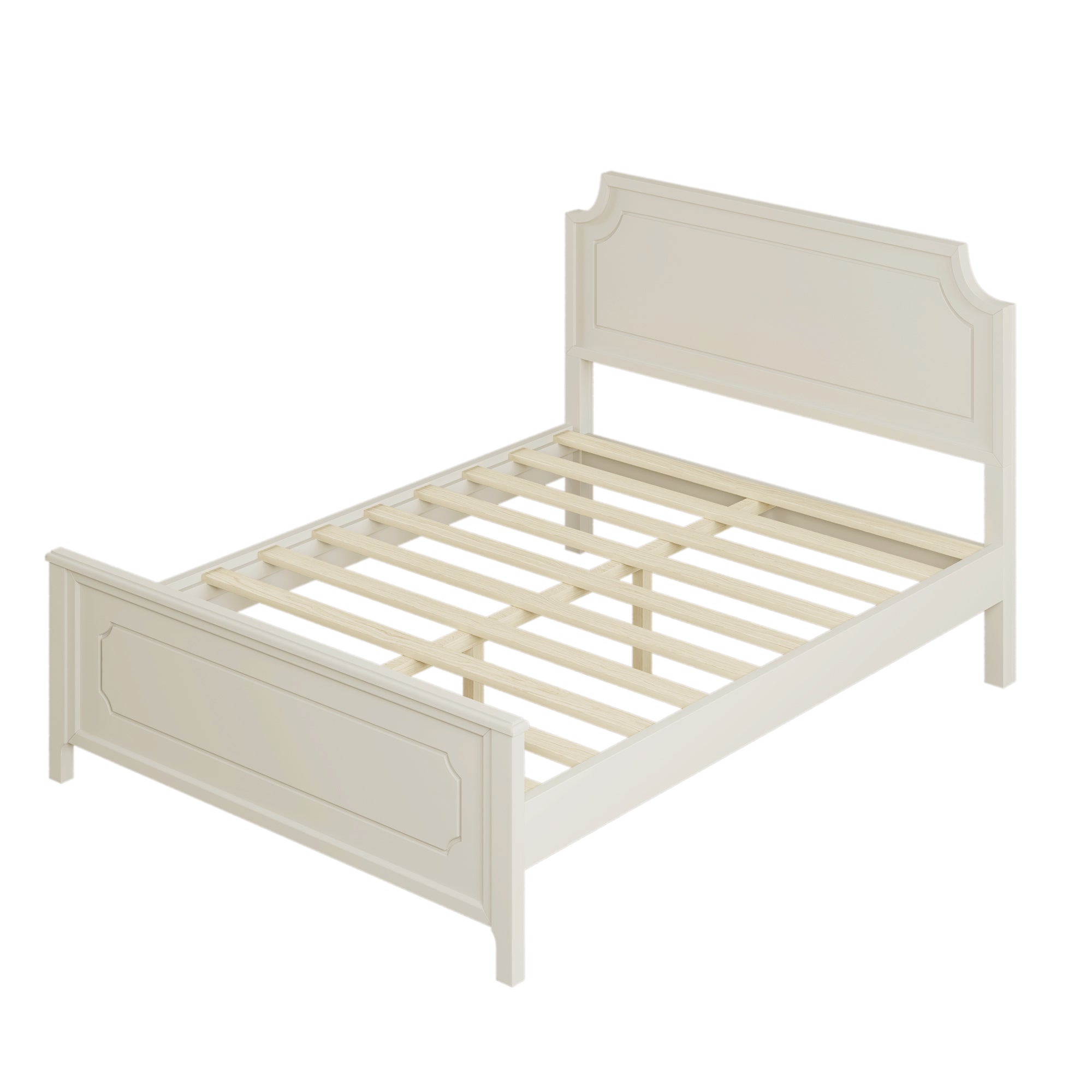 Solid Wood Frame Platform Bed with Nightstand and Dresser