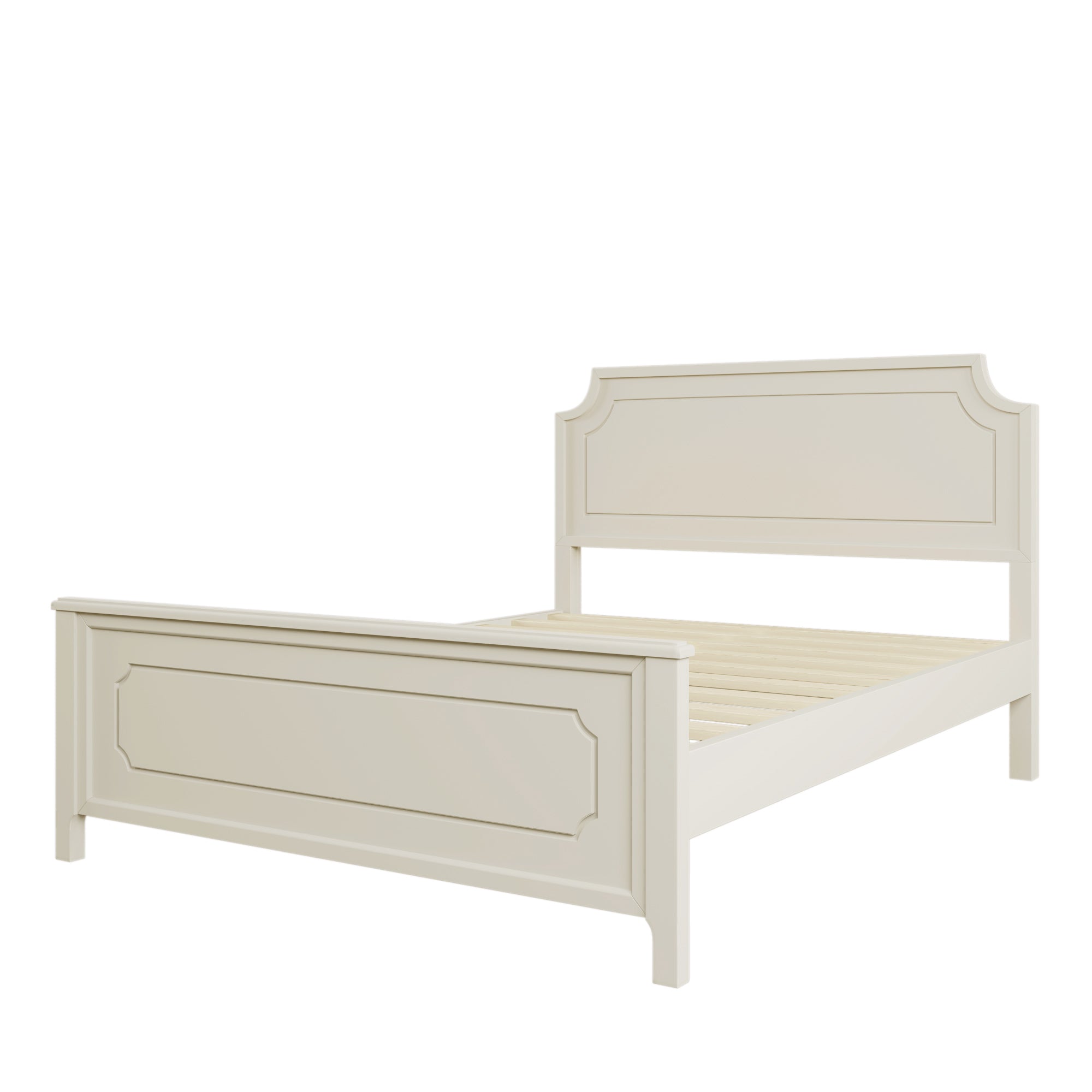 Solid Wood Frame Platform Bed with Nightstand and Dresser