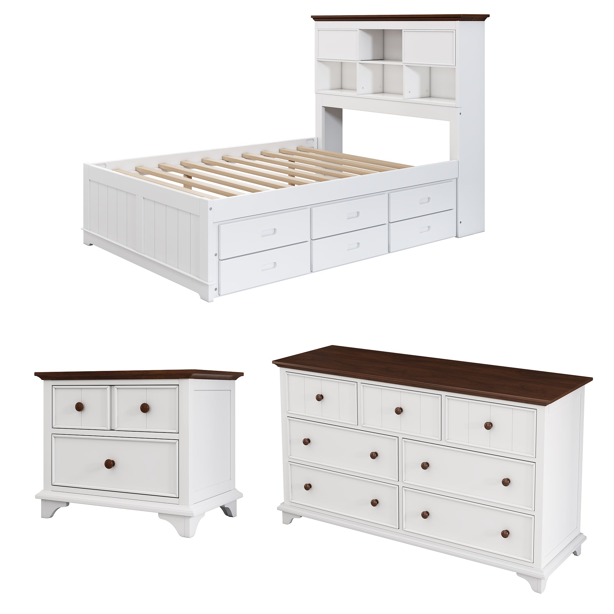 3 Pieces Wood Frame Bedroom Set