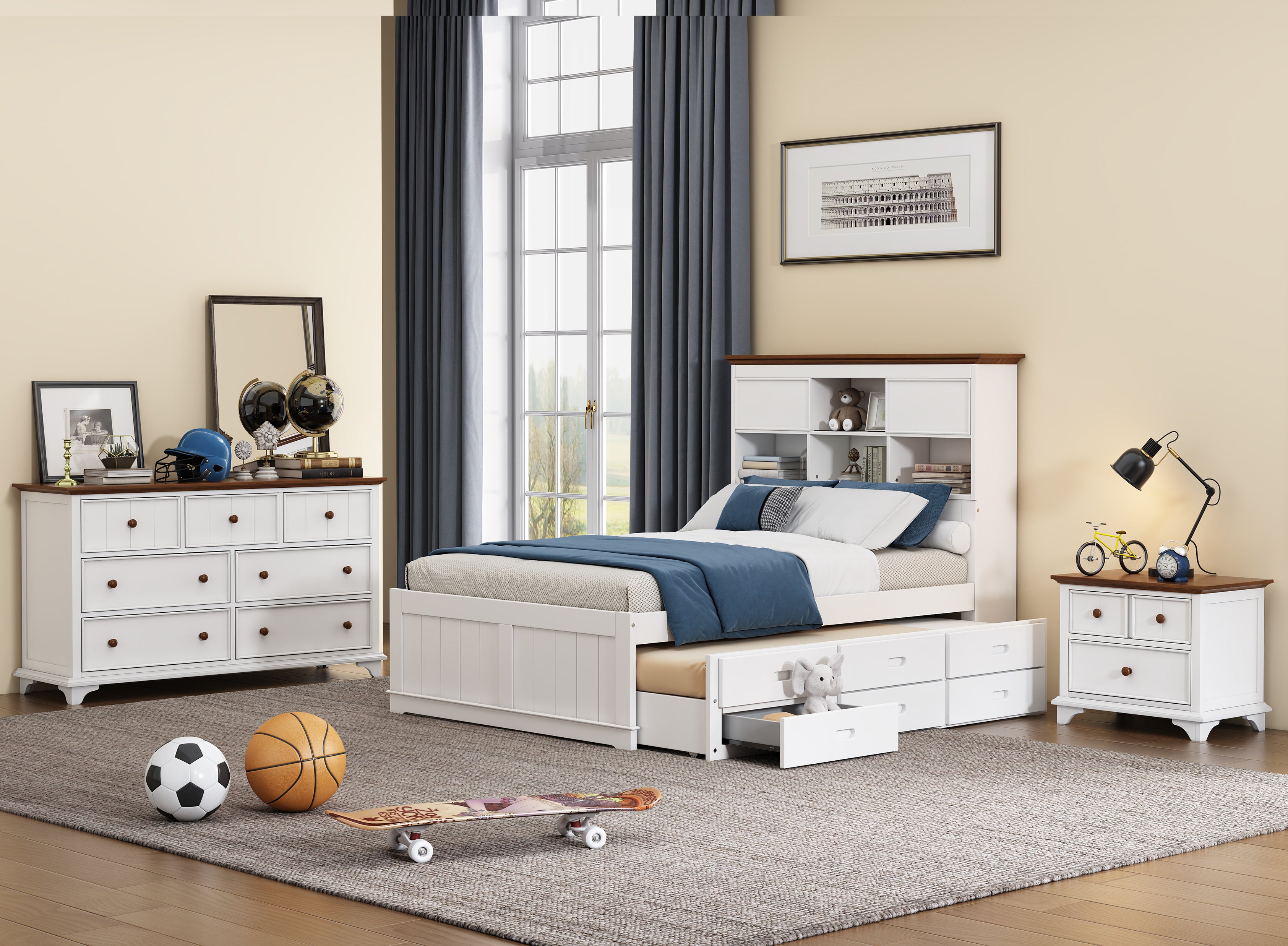 3 Pieces Wood Frame Bedroom Set