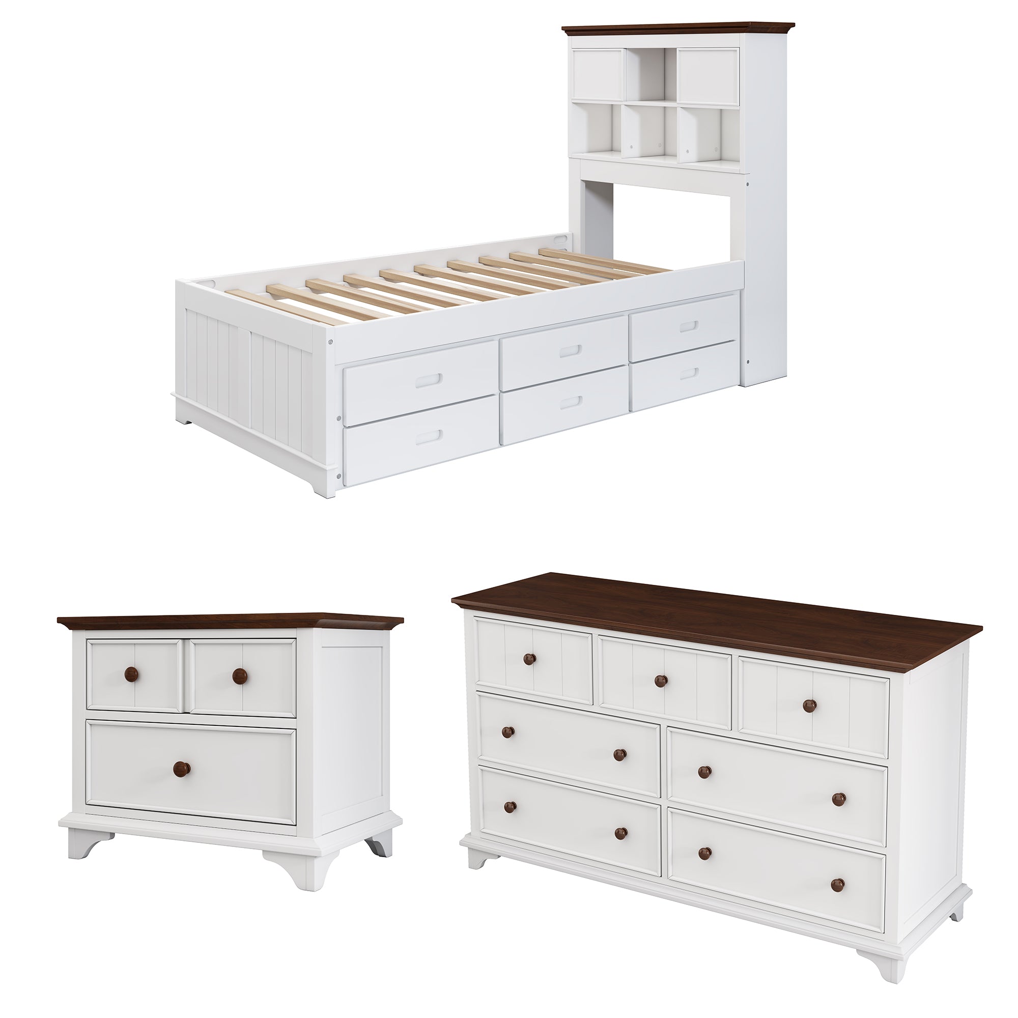 3 Pieces Wood Frame Bedroom Set