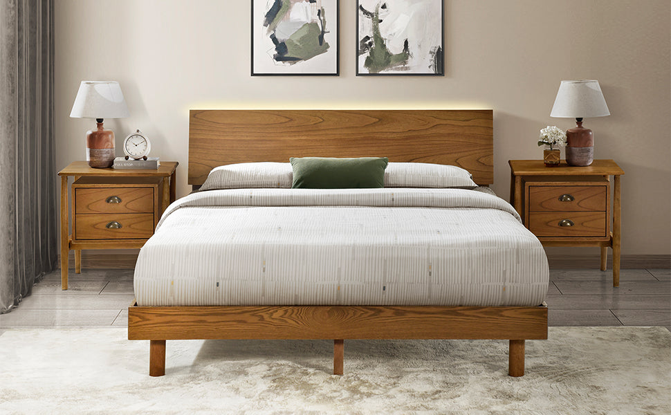 Queen Walnut Frame Bedroom Sets with Bookshelf