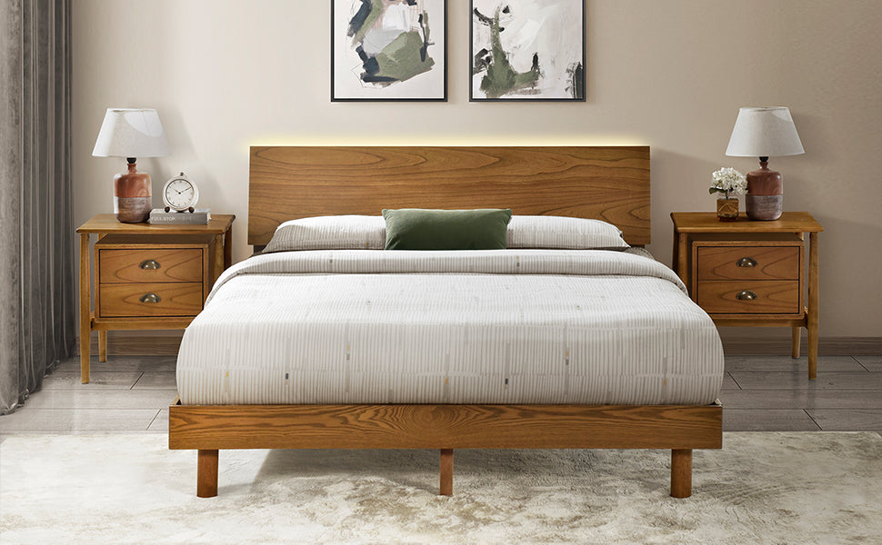 Queen Walnut Frame Bedroom Sets with Bookshelf