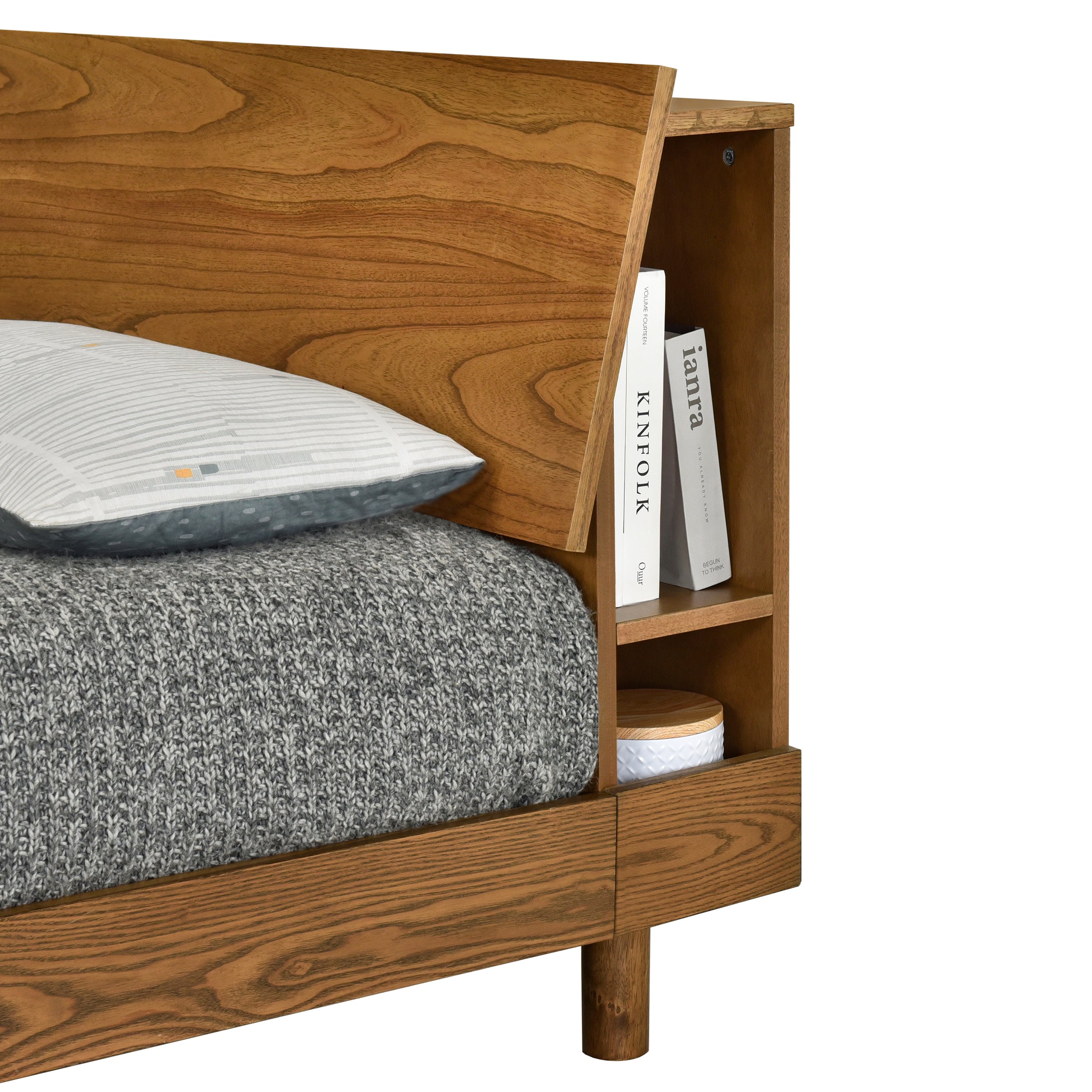 Queen Walnut Frame Bedroom Sets with Bookshelf