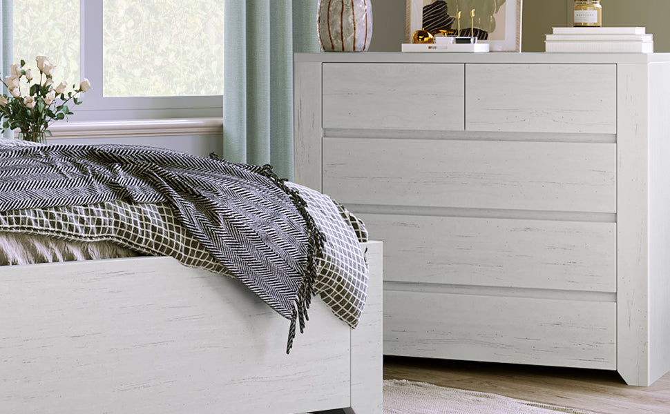 33 in. W 5-Drawer Wood Chest in Stone Gray