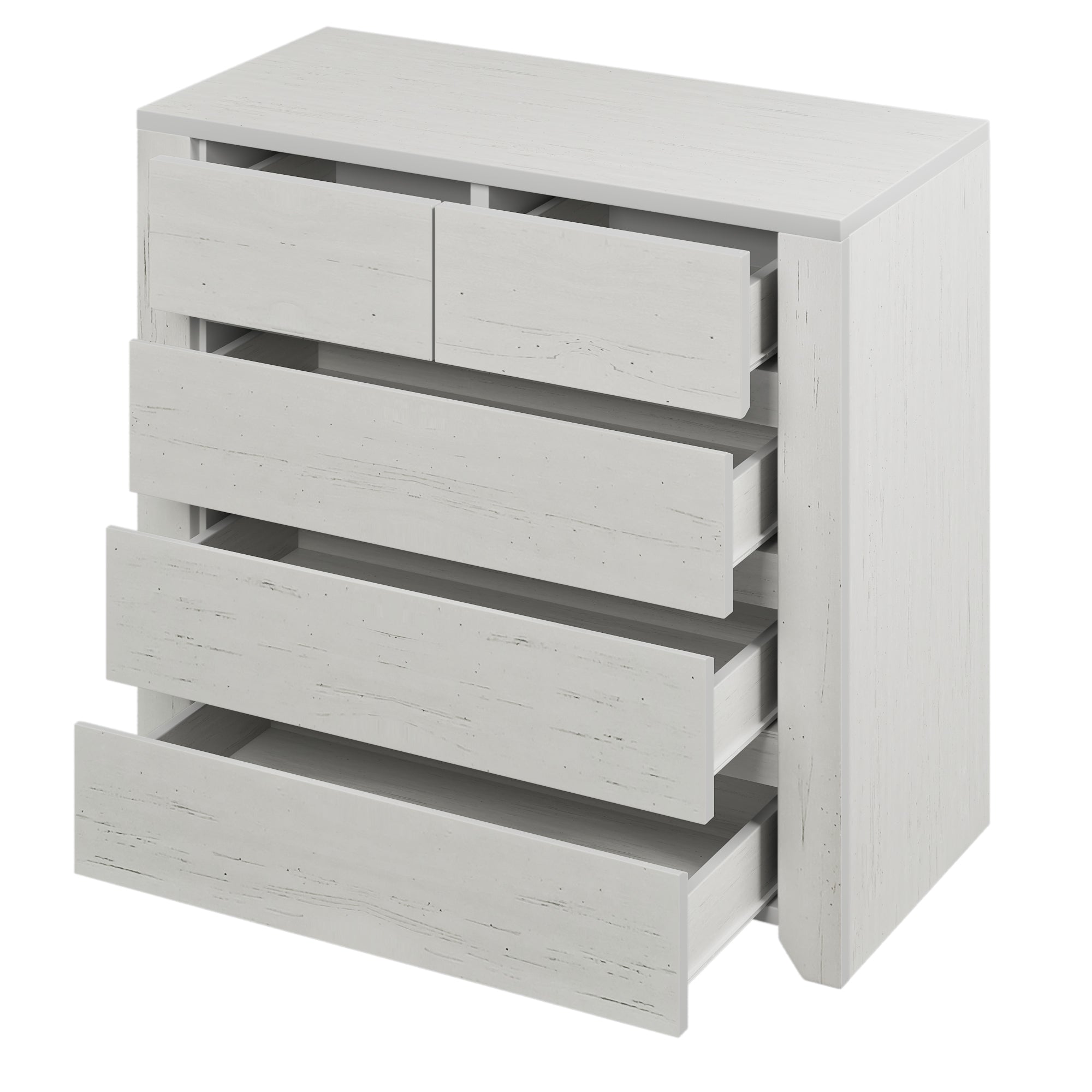 33 in. W 5-Drawer Wood Chest in Stone Gray