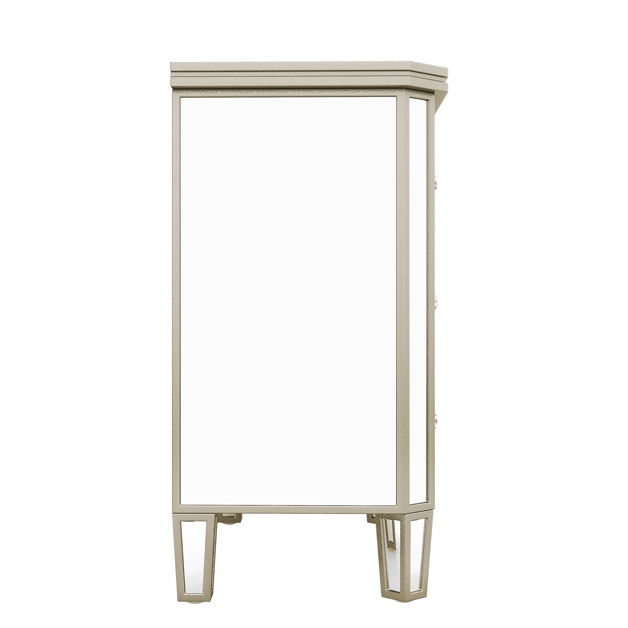 31 in. W 3-Drawer Glass Chest in Silver