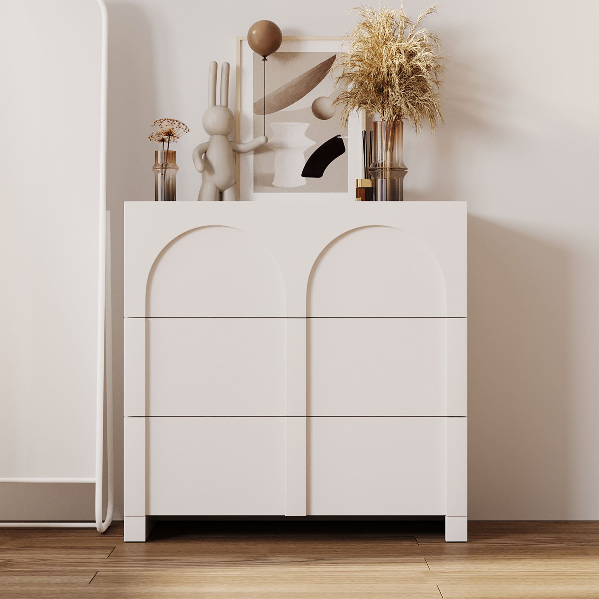27.6 in. W 3-Drawer Solid Wood and MDF Chest in White