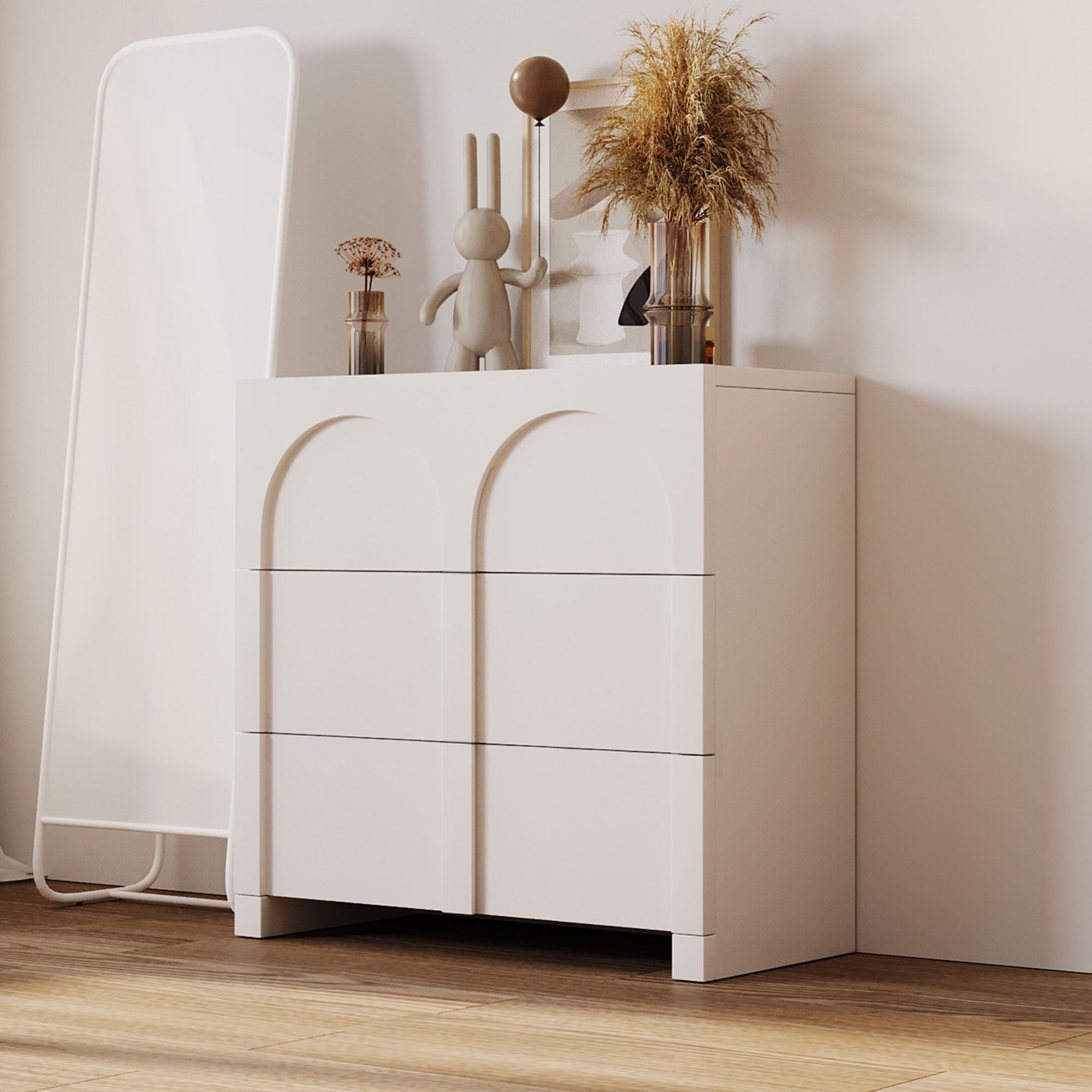 27.6 in. W 3-Drawer Solid Wood and MDF Chest in White