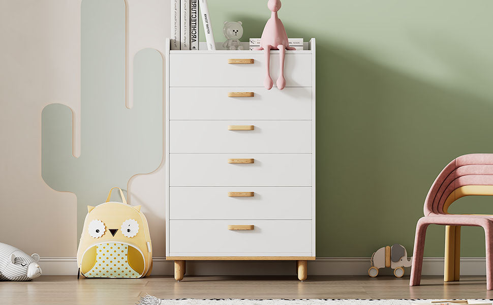 26"L 6-Drawer Wood Chest in White