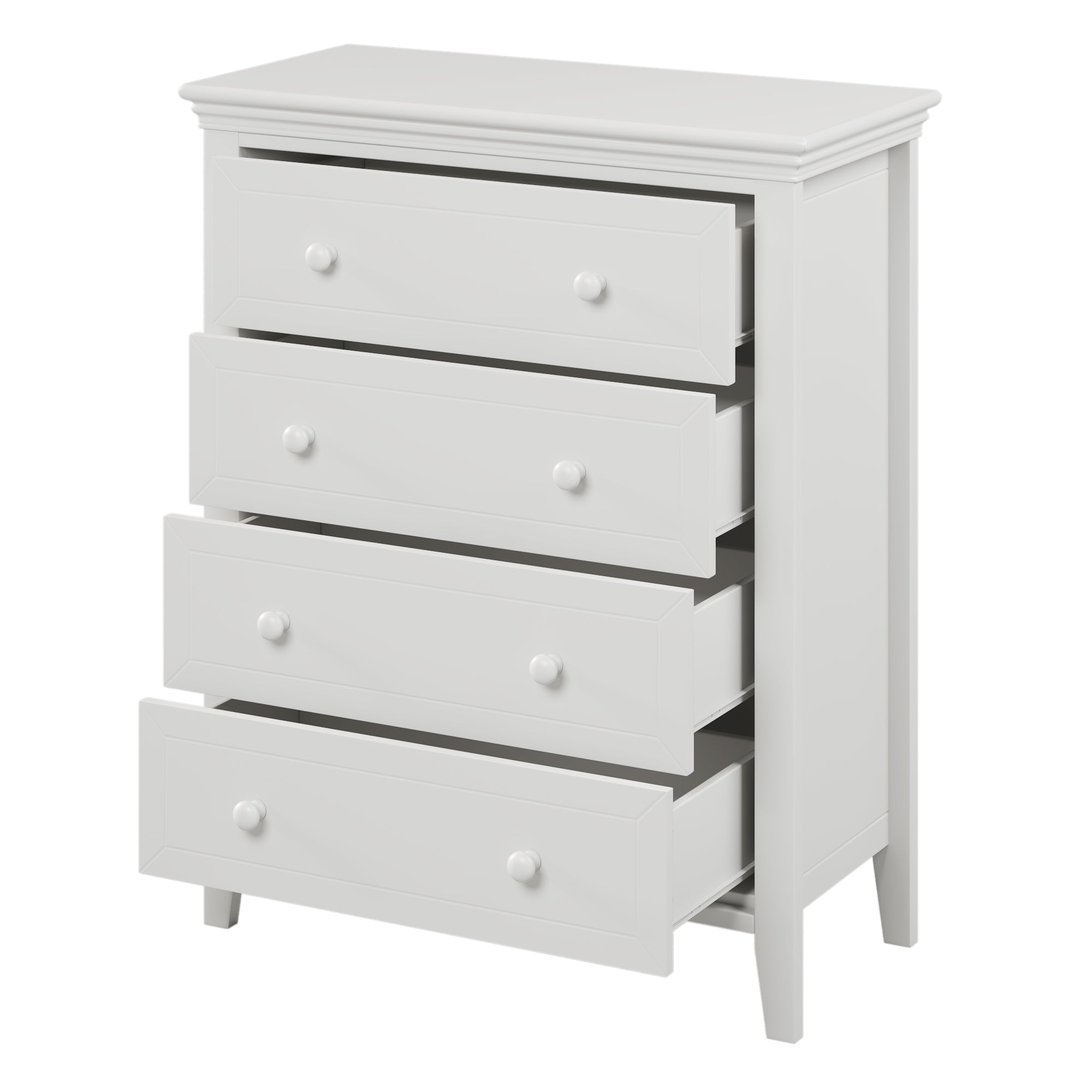4-Drawer Solid Wood Chest in White