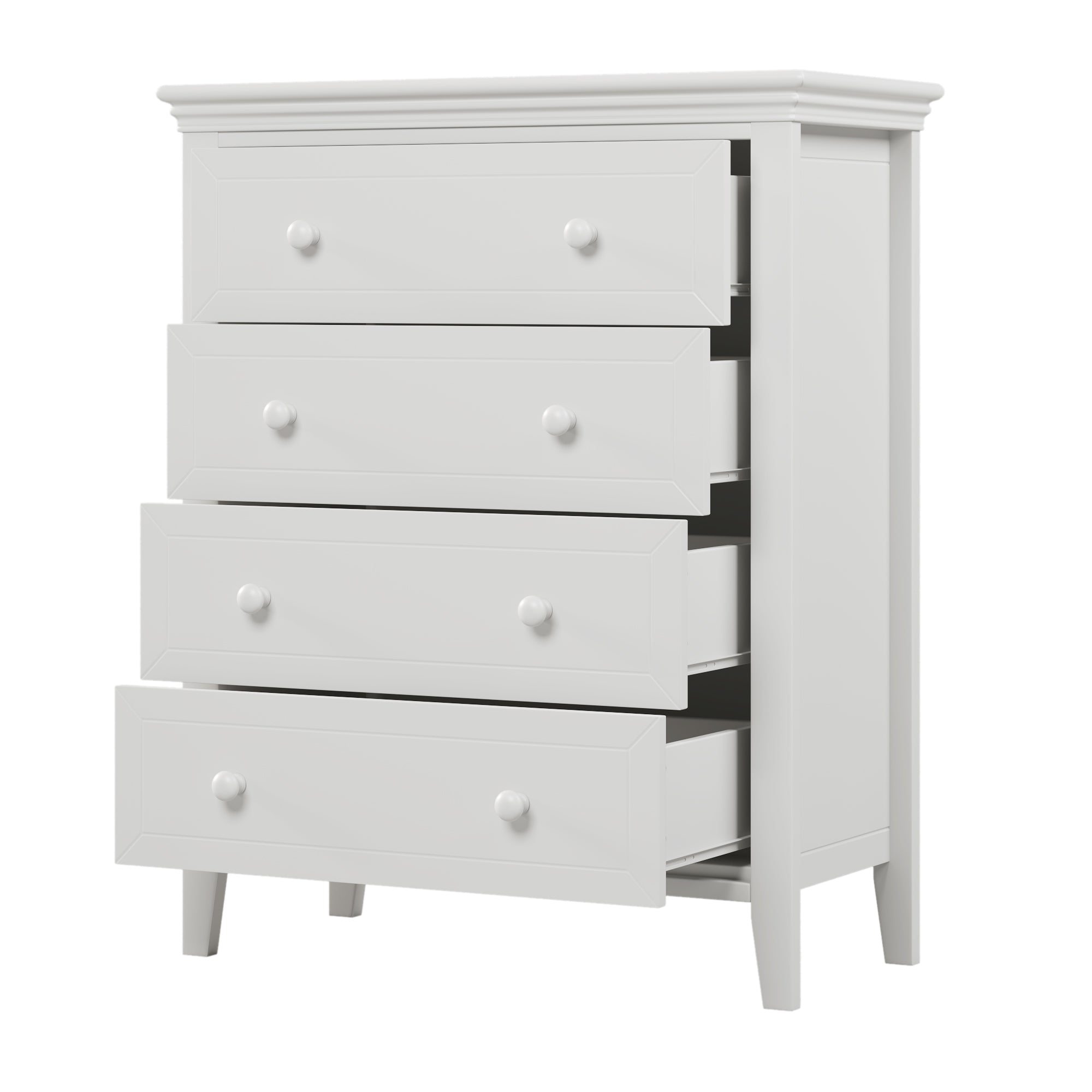 4-Drawer Solid Wood Chest in White