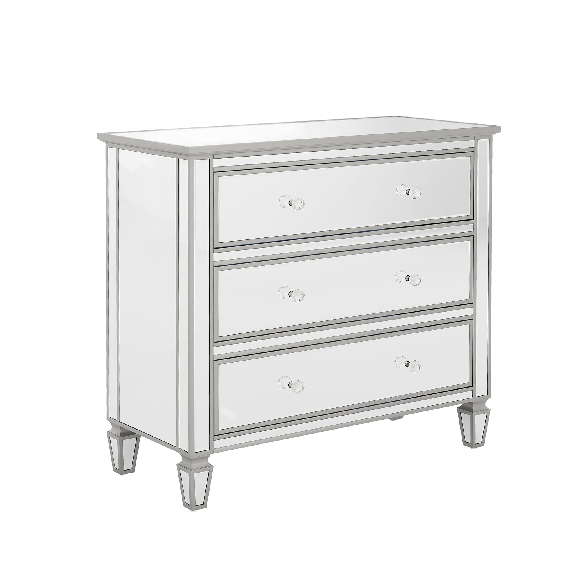 3-Drawer Glass Chest in Silver